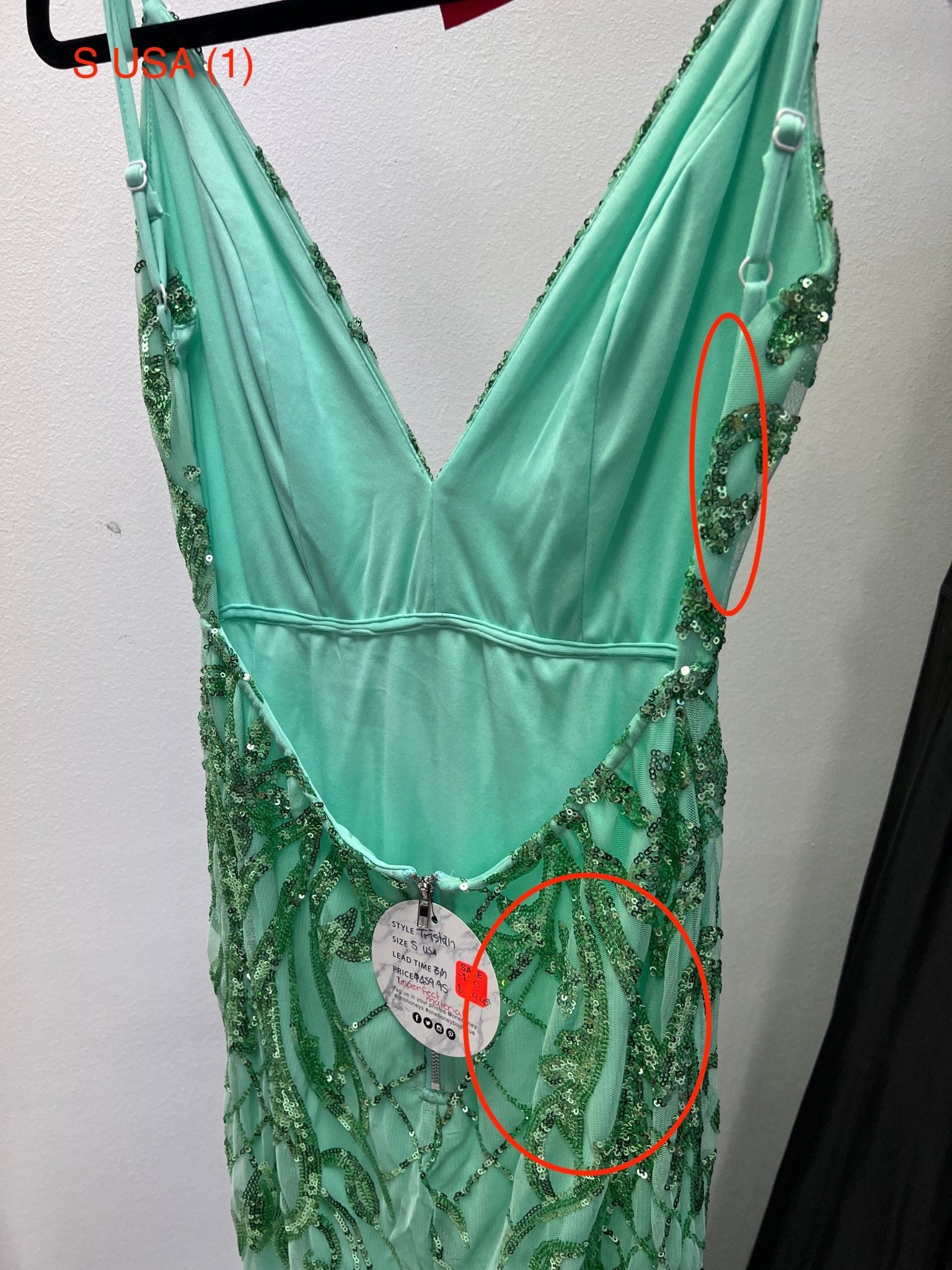 Honey Couture TRISTIN Green Sequin Low Back Formal Dress (RED TAG FINAL SALE) in Australia | One Honey Boutique