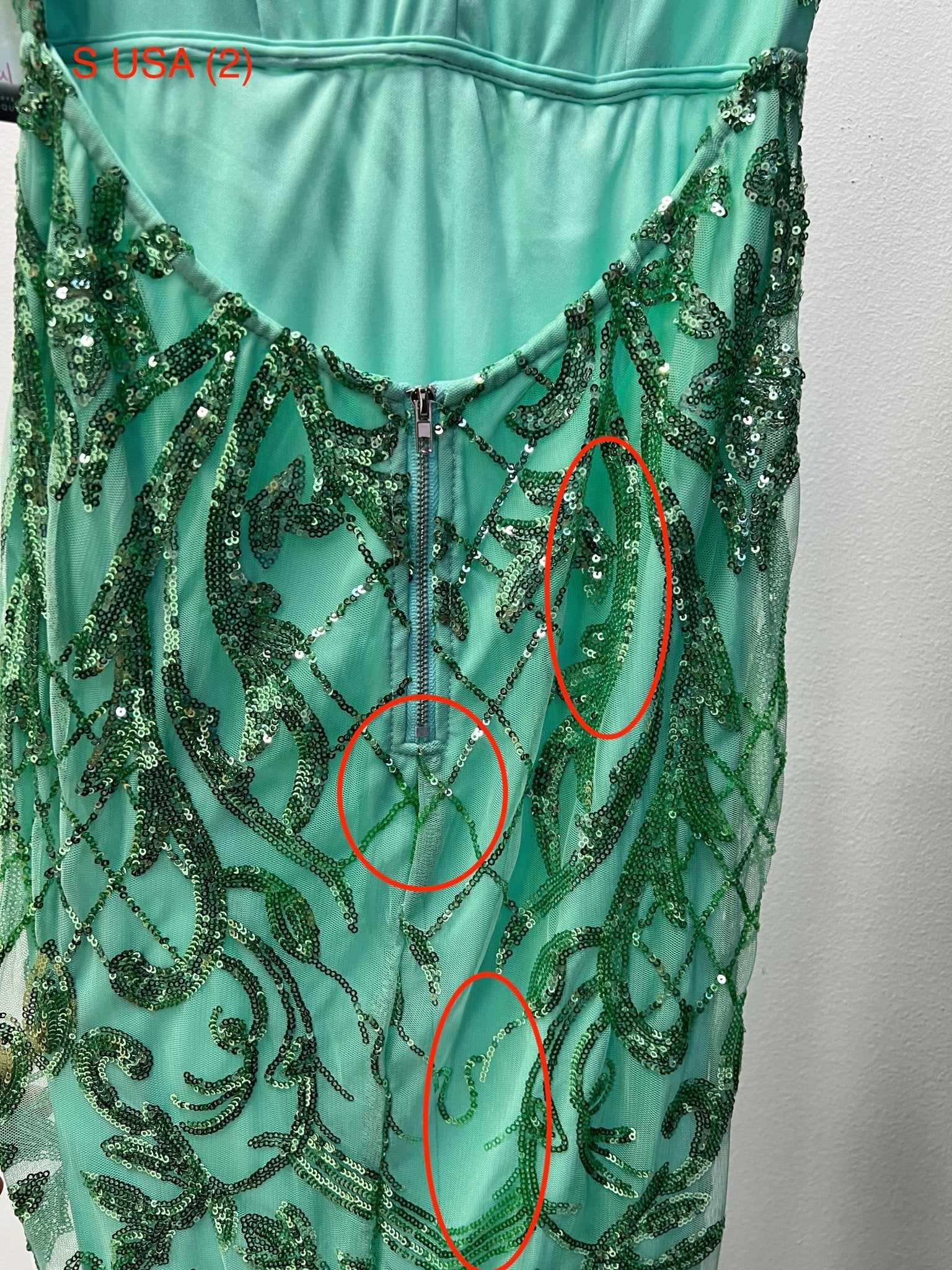 Honey Couture TRISTIN Green Sequin Low Back Formal Dress (RED TAG FINAL SALE) in Australia | One Honey Boutique