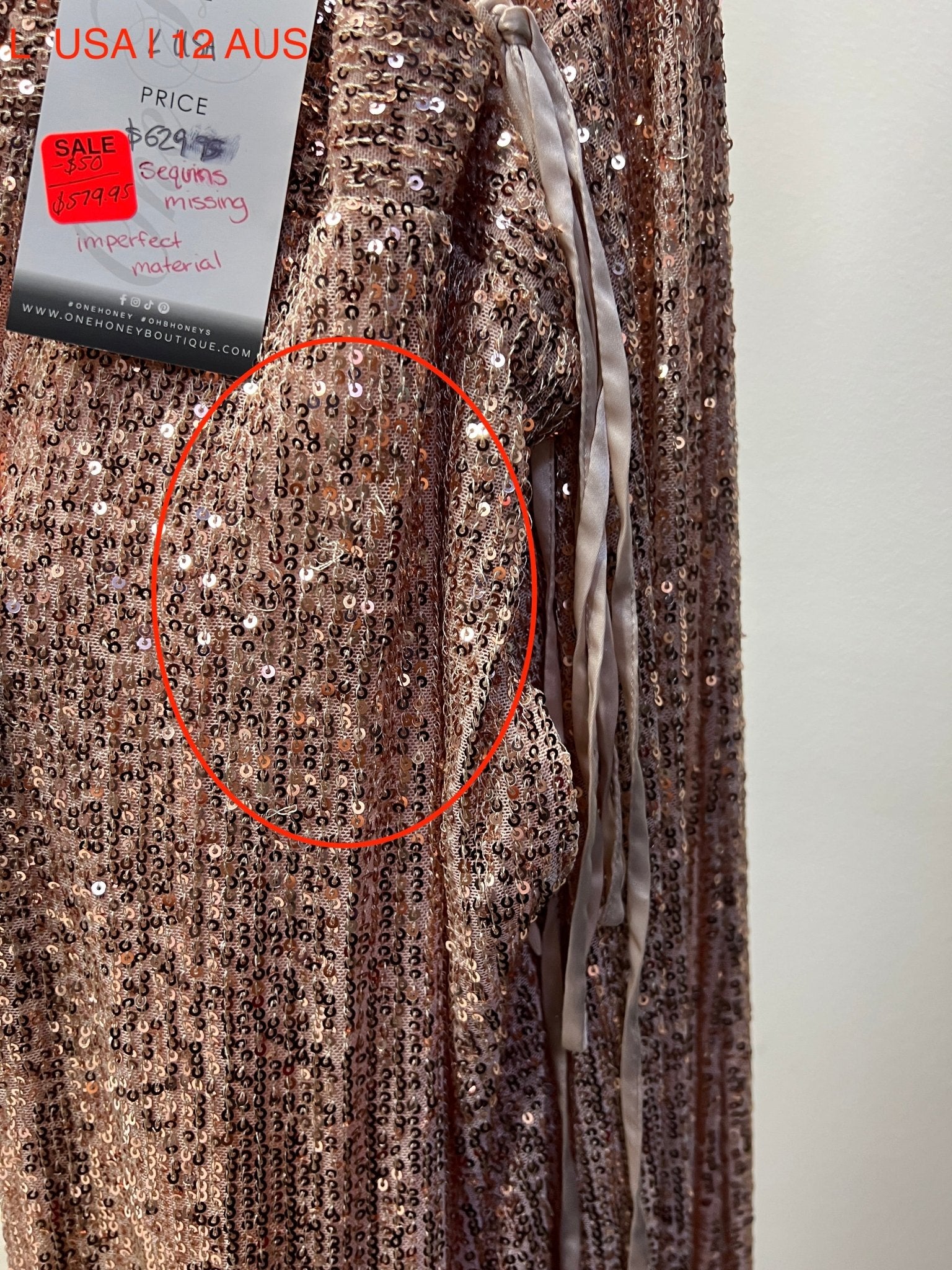 Honey Couture CELESTE Rose Gold Diamante Strap Sequin Lace Up Formal Dress (RED TAG FINAL SALE) in Australia | One Honey Boutique