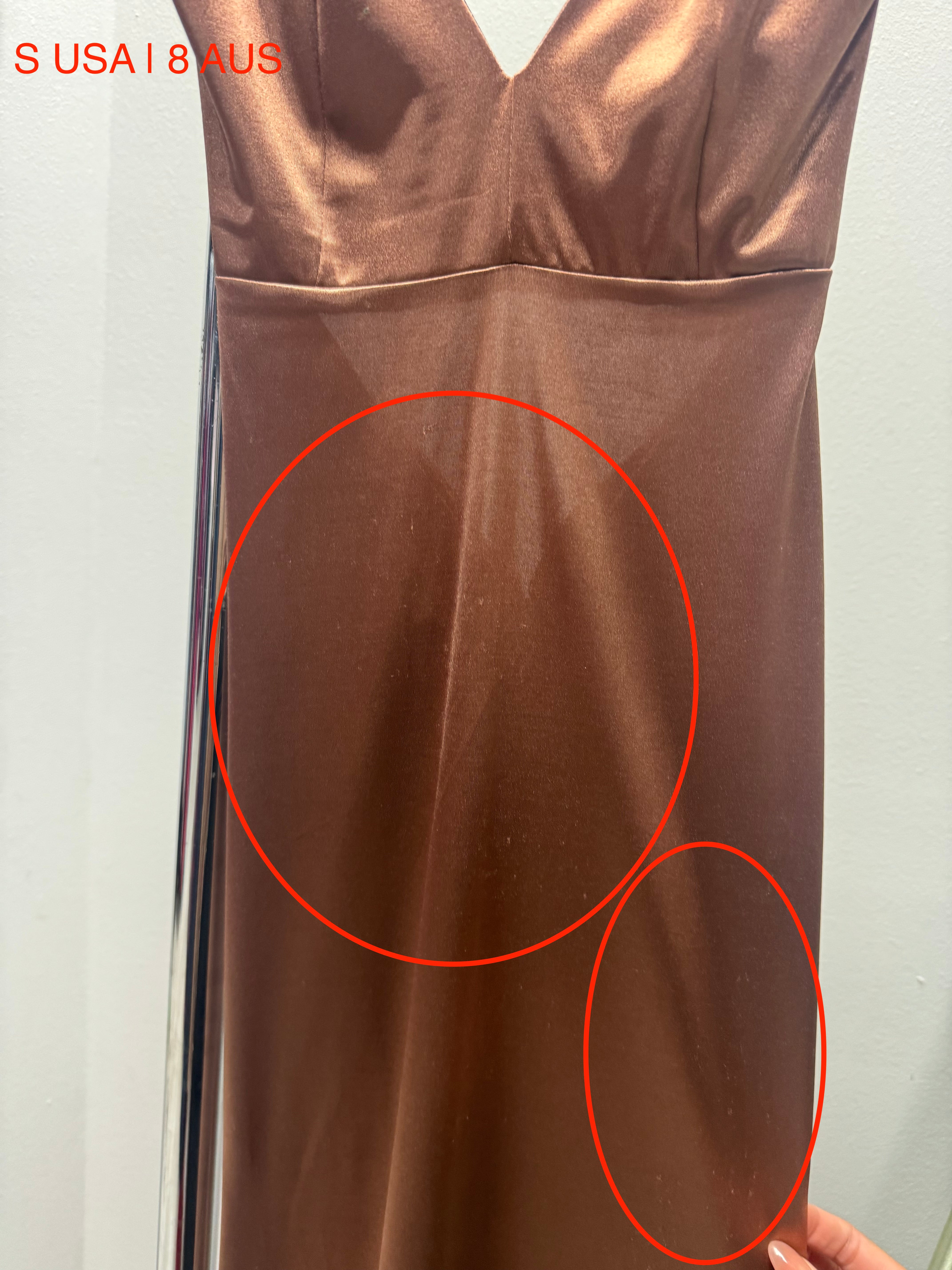Honey Couture MILEE Copper Low Back Mermaid Formal Dress (RED TAG FINAL SALE)