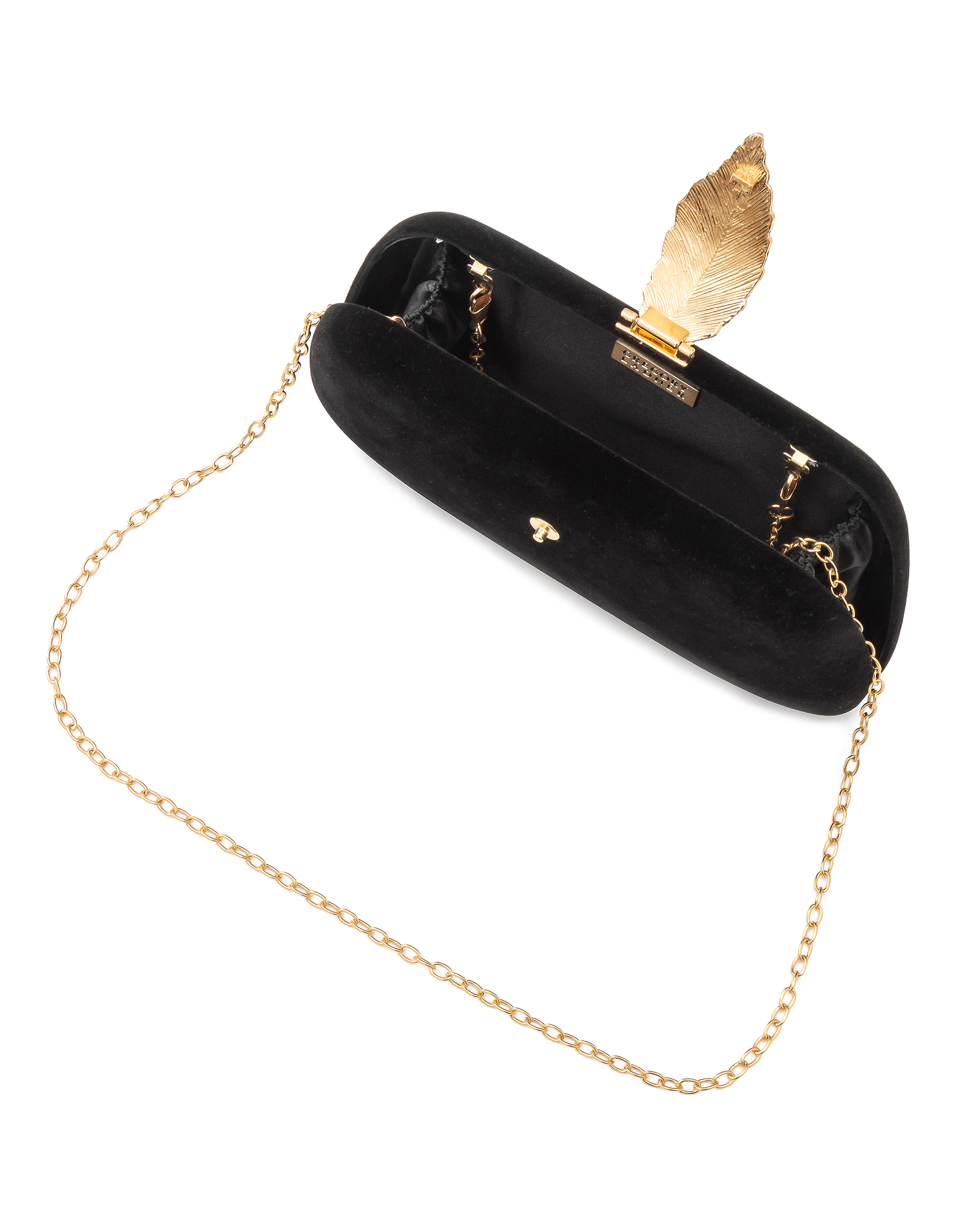 Gregory Ladner GBGU004D Velvet Clutch with Leaf Clasp Clutch Bag