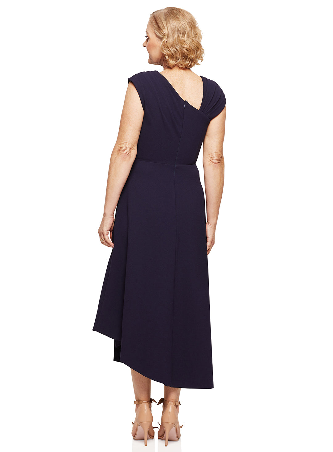 Trellis Lane ORIANA Asymmetric Flared Midi Cocktail & Event Dress