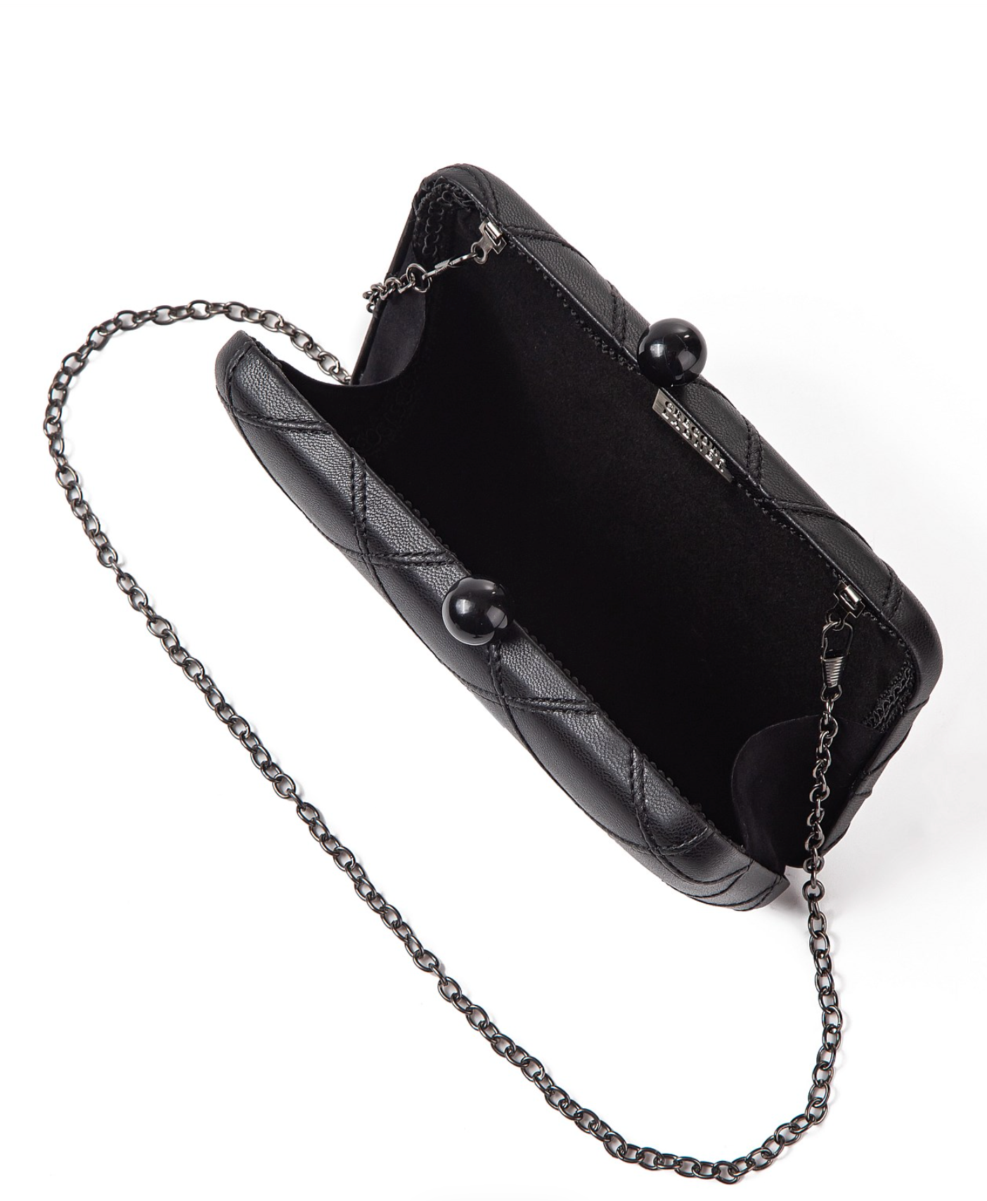 Gregory Ladner GBGE009D Quilted Black Evening Clutch Bag with Chain Strap