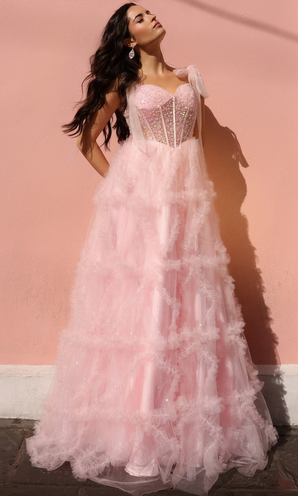 GABRIELLA Blush Pink Sweetheart Neckline Tulle Ball Gown School Formal & Prom Dress