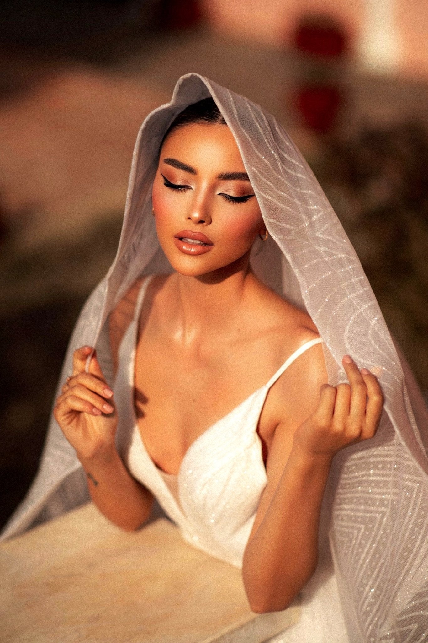 Tina Holly Couture Designer T1844W White Glitter Bridal Gown w Over Skirt in Australia | One Honey Boutique