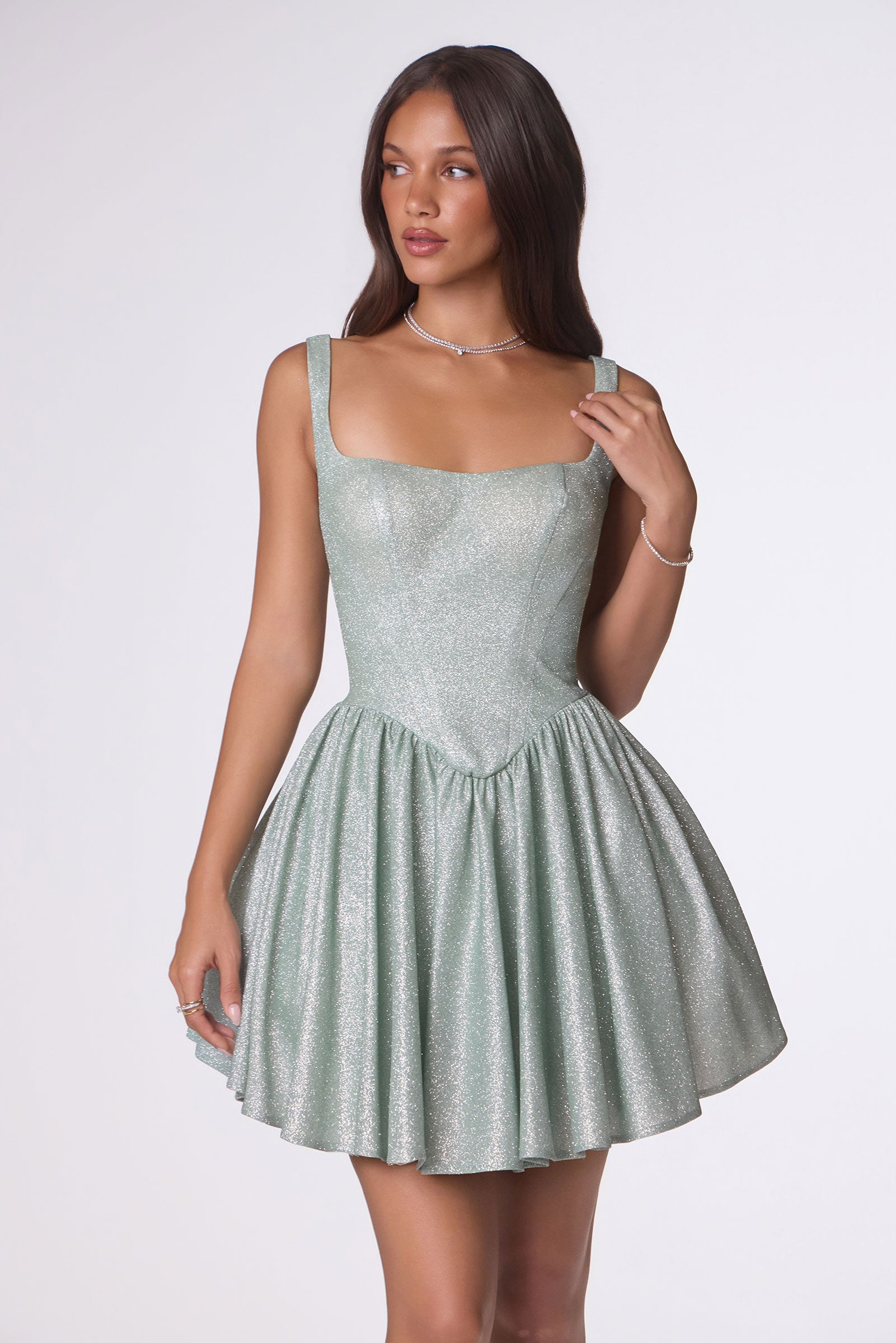 VICTORINE Shimmer Corset Mini Party Dress