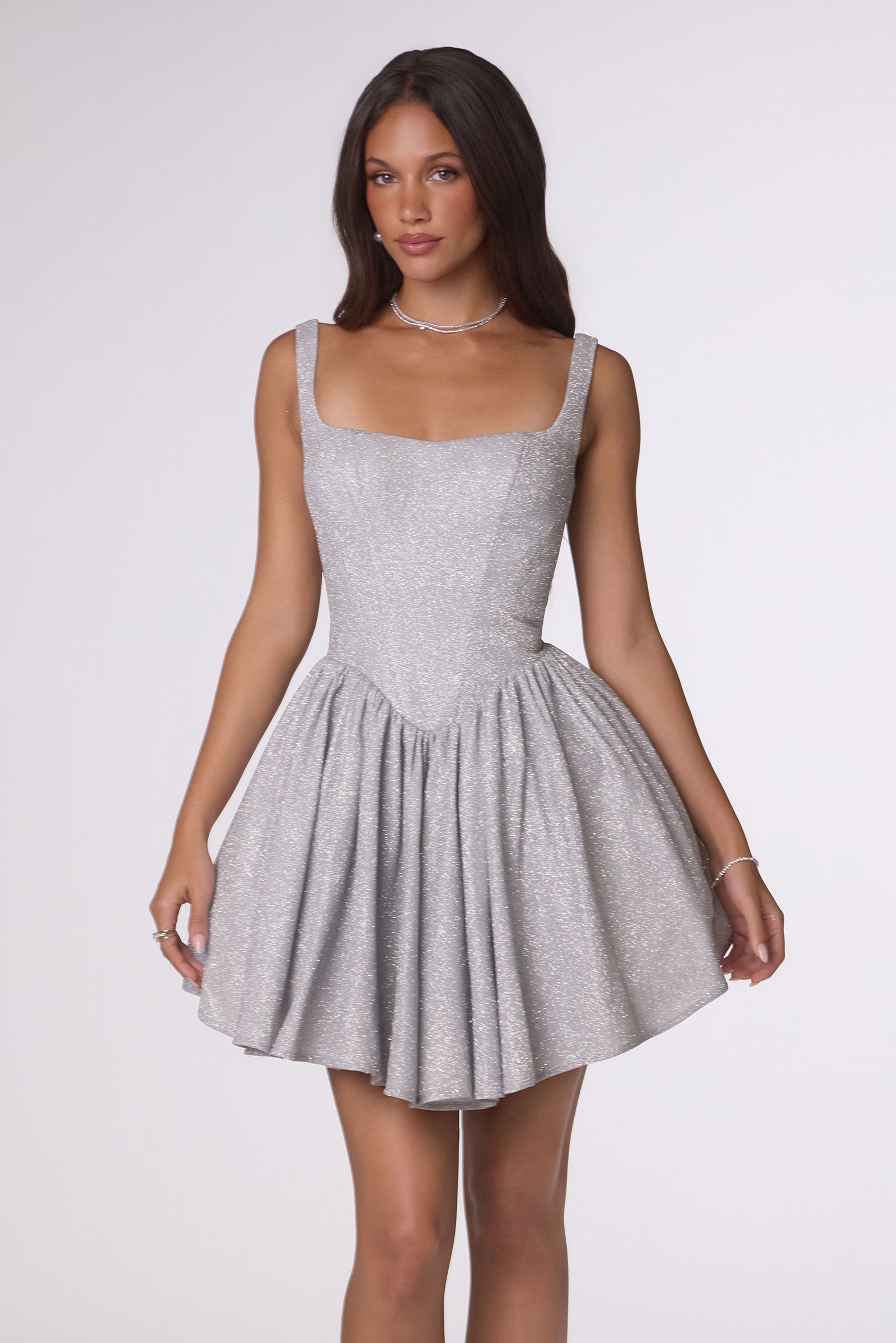 VICTORINE Shimmer Corset Mini Party Dress