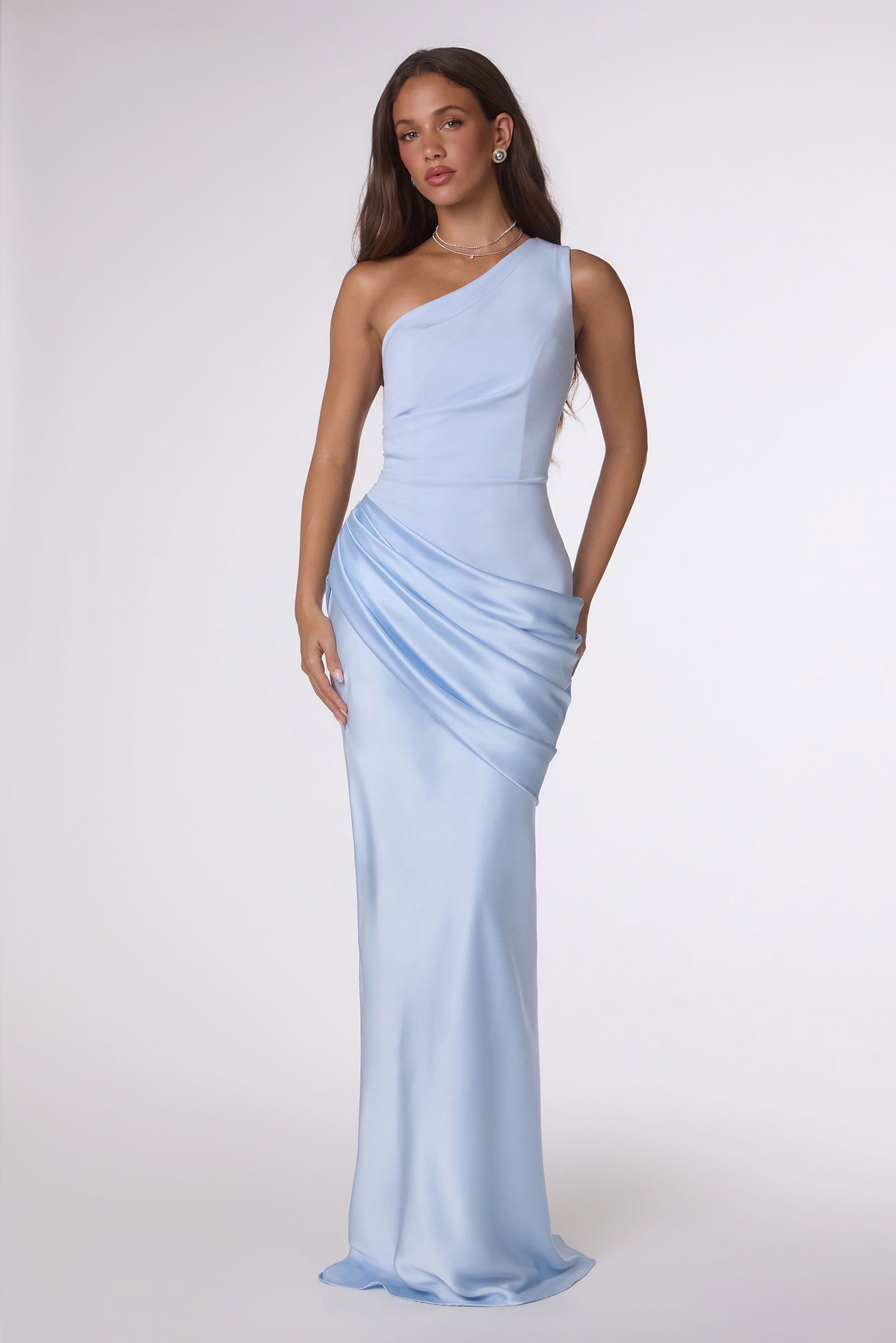 ZARA One Shoulder Satin Formal Gown