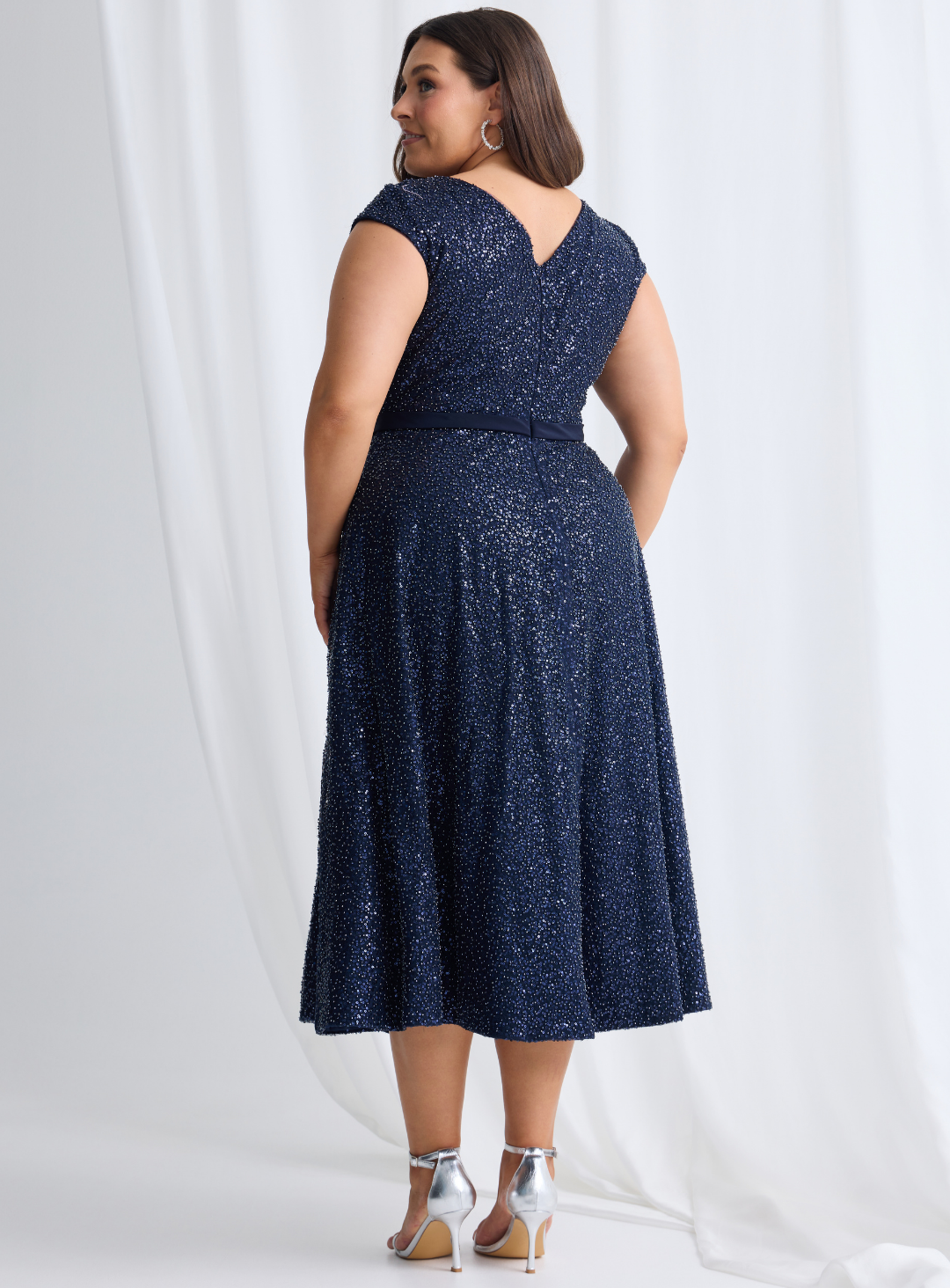 Trellis Lane MACKENZIE Beaded Midi Cocktail Dress