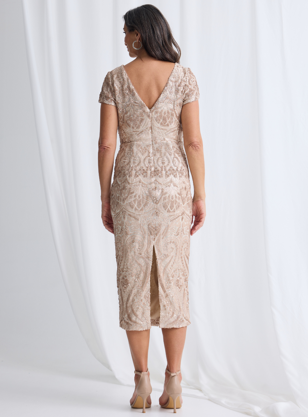 Trellis Lane JAZZ Strapless Satin Flared Midi Cocktail Dress