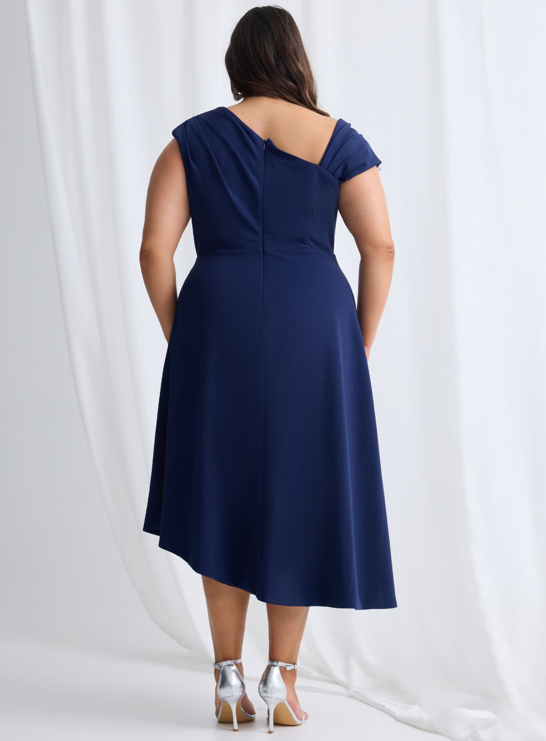Trellis Lane ORIANA Asymmetric Flared Midi Cocktail & Event Dress
