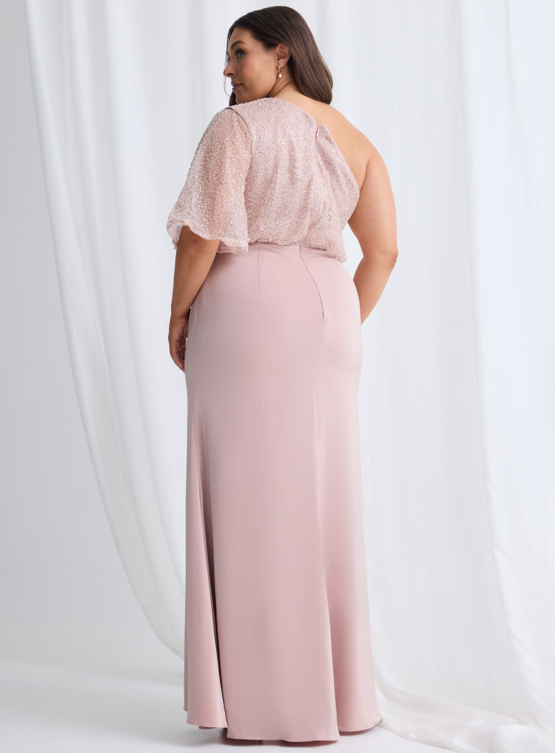 Trellis Lane JOYCE Beaded Sheer Bodice Fitted Pencil Midi Dress