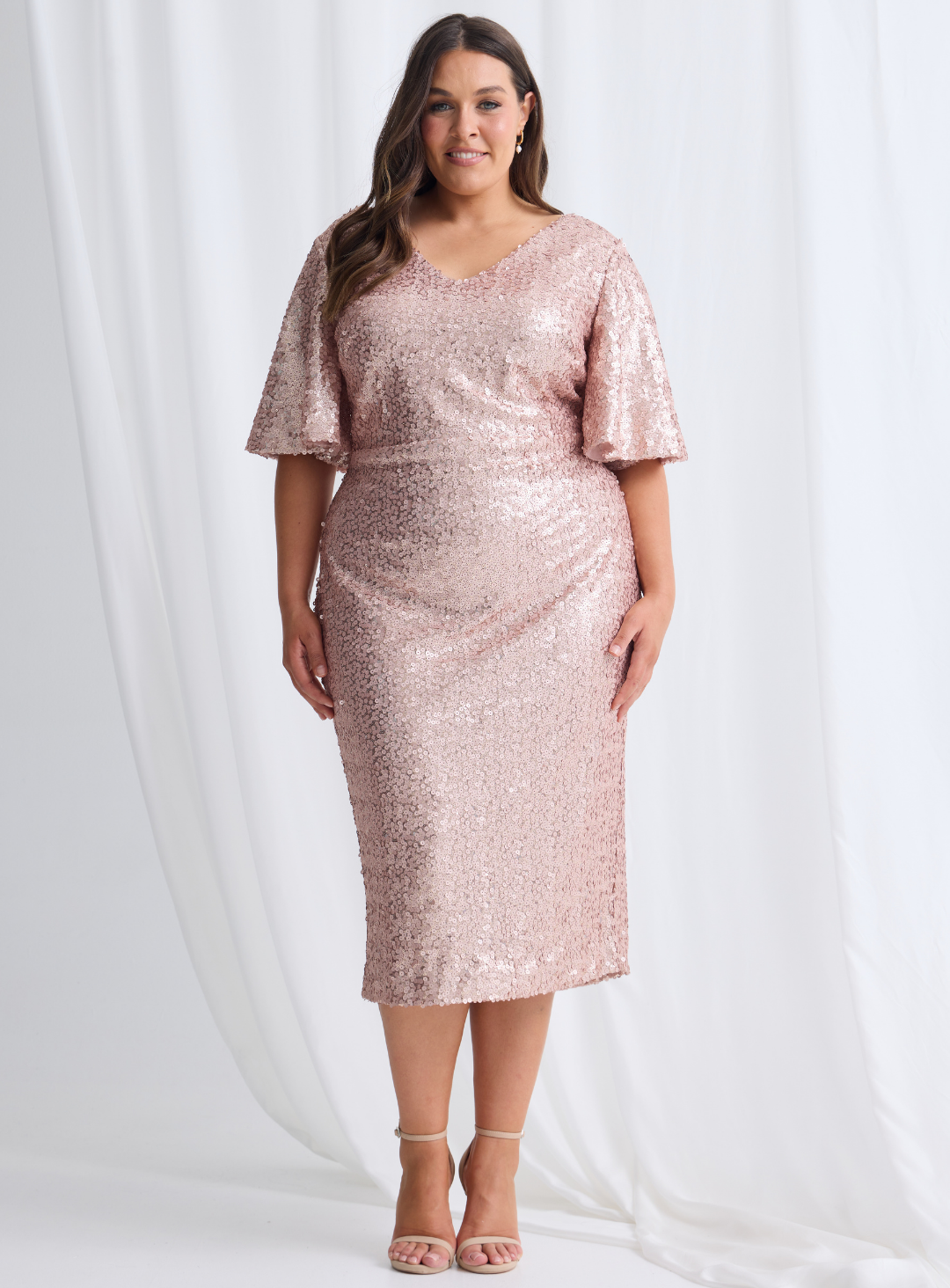Trellis Lane MAZ Sequin Midi Cocktail Dress
