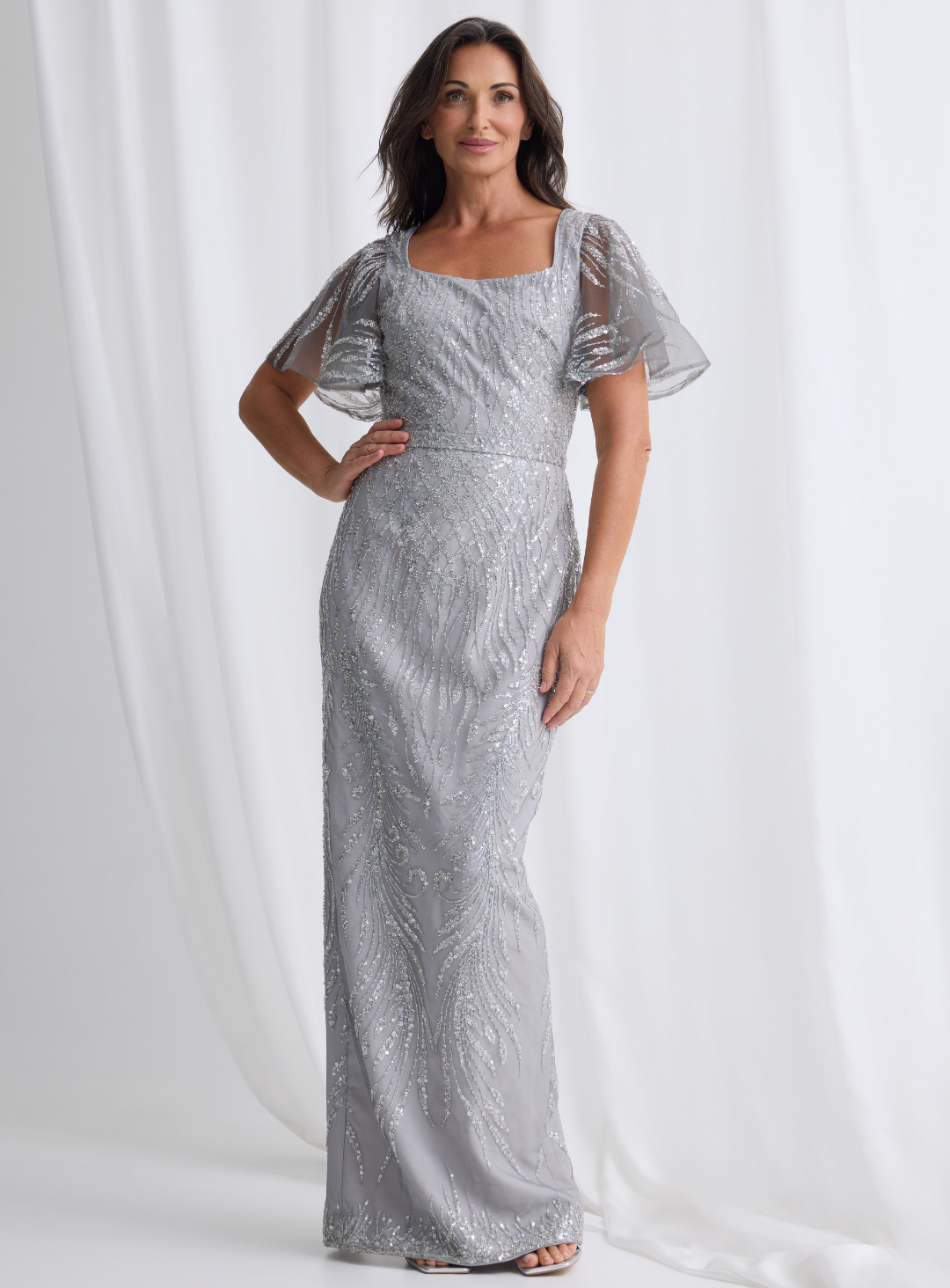 Trellis Lane GEORGIA Beaded Midi Cocktail Dress
