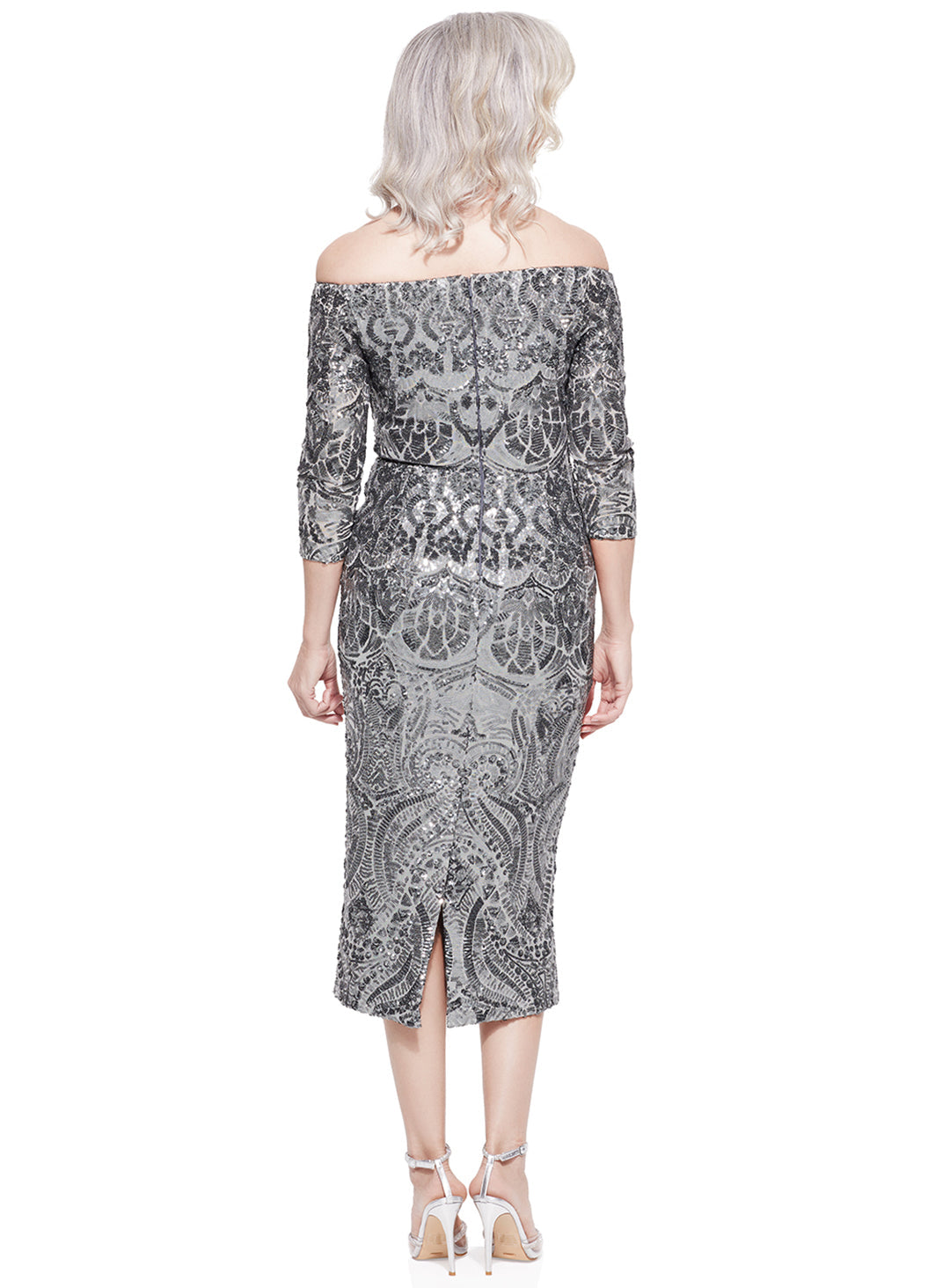 Trellis Lane MARION Structured Pleated Satin Midi Cocktail Dress