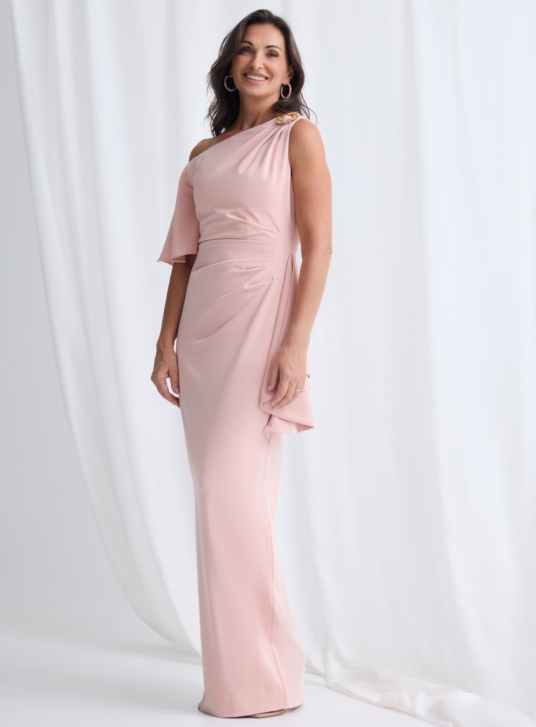Trellis Lane MISHY Satin Draped Cowl Maxi Cocktail Dress