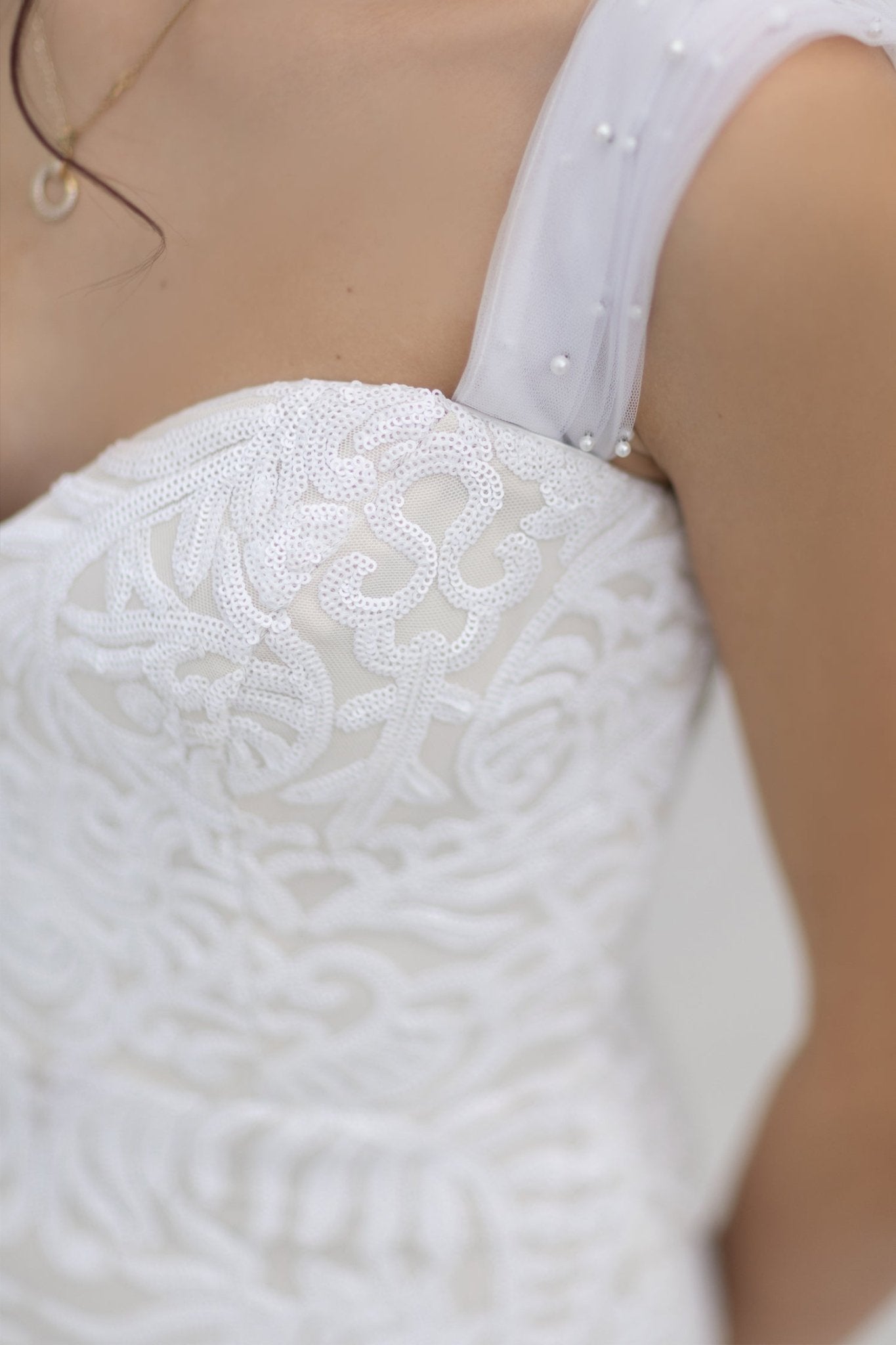 Tina Holly Couture TW103 White and Nude Sequin Mermaid Bridal Formal Dress in Australia | One Honey Boutique