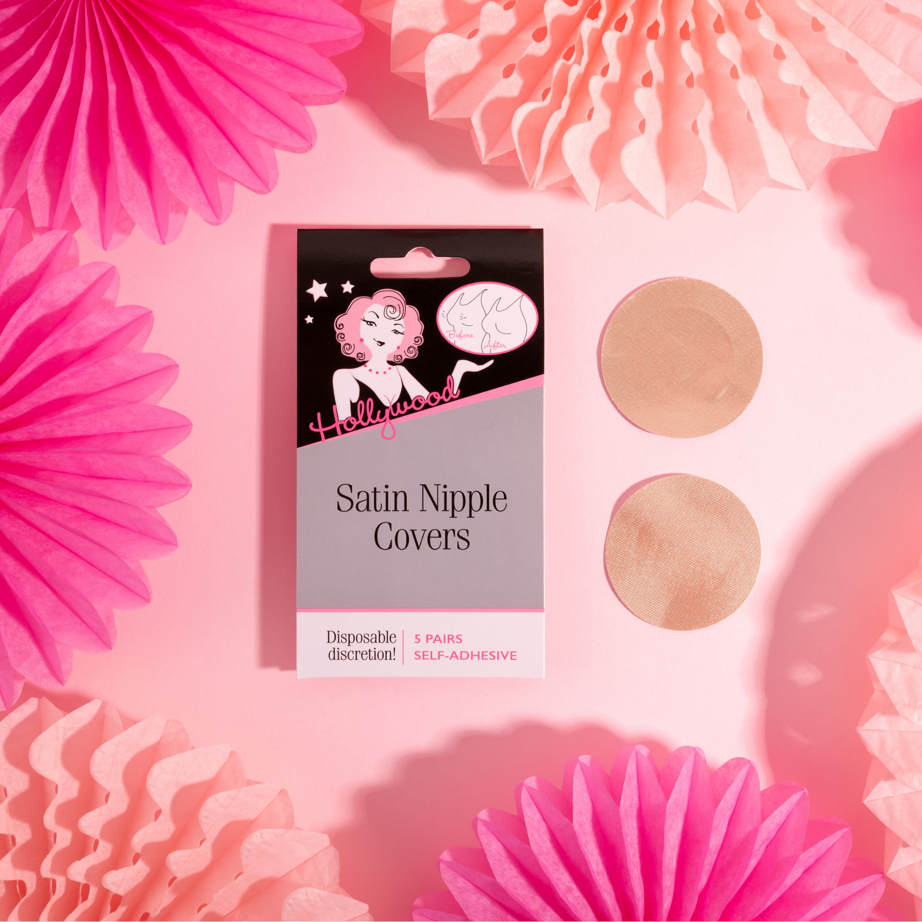Hollywood Fashion Secrets Satin Nipple Covers – Disposable Adhesive Petals