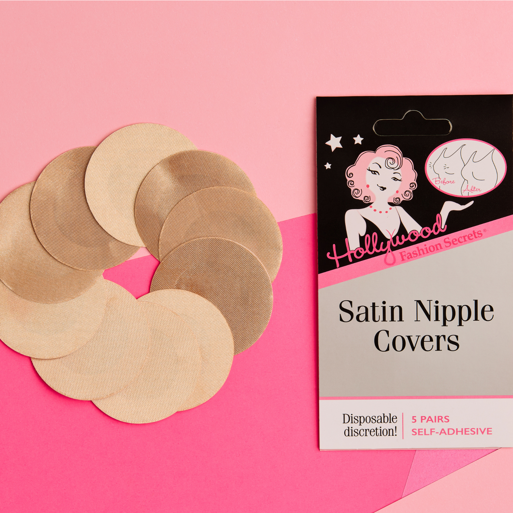 Hollywood Fashion Secrets Satin Nipple Covers – Disposable Adhesive Petals