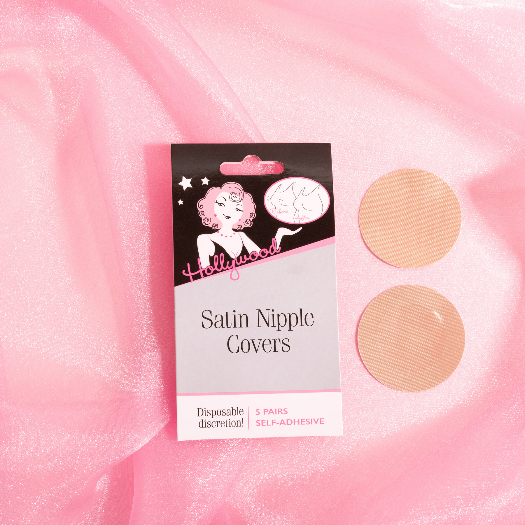 Hollywood Fashion Secrets Satin Nipple Covers – Disposable Adhesive Petals
