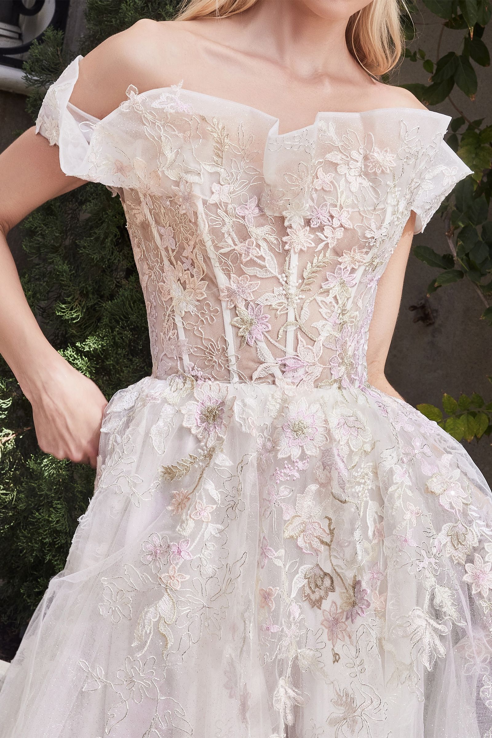 Divinity Bridal AMALIA Structured Bodice Off Shoulder A Line Wedding Dress