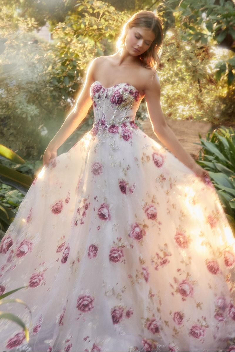 JULISTE Strapless Organza Peony A Line Prom & Formal Dress JULISTE Strapless Organza Peony A Line Prom & Formal Dress
