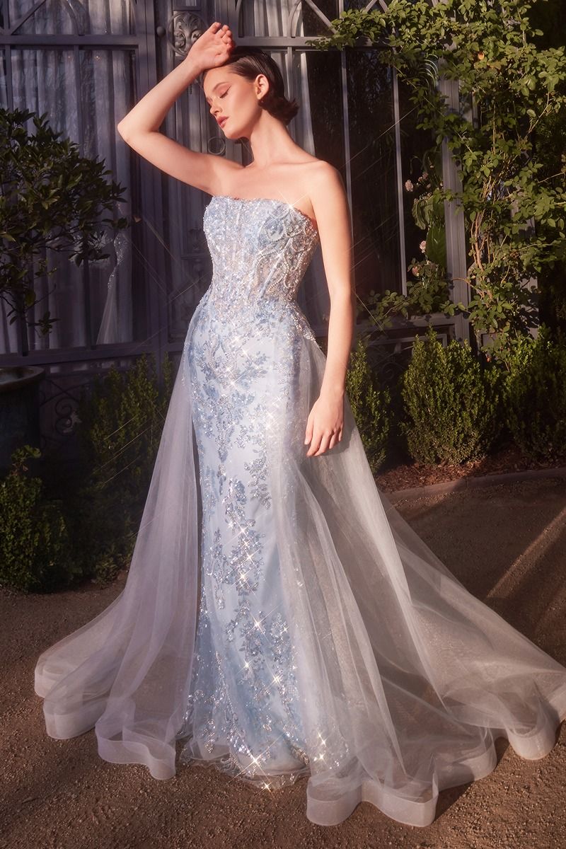 AGLAÉ Fitted Tulle Overskirt Glitter Corset Prom Ball Gown