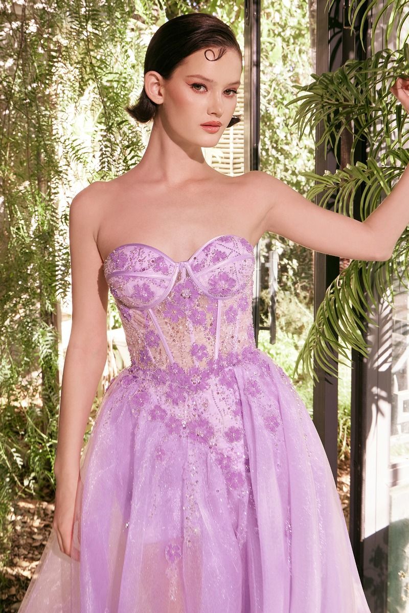 AYLA Long Ball Gown Formal Floral Beaded Couture Prom Dress