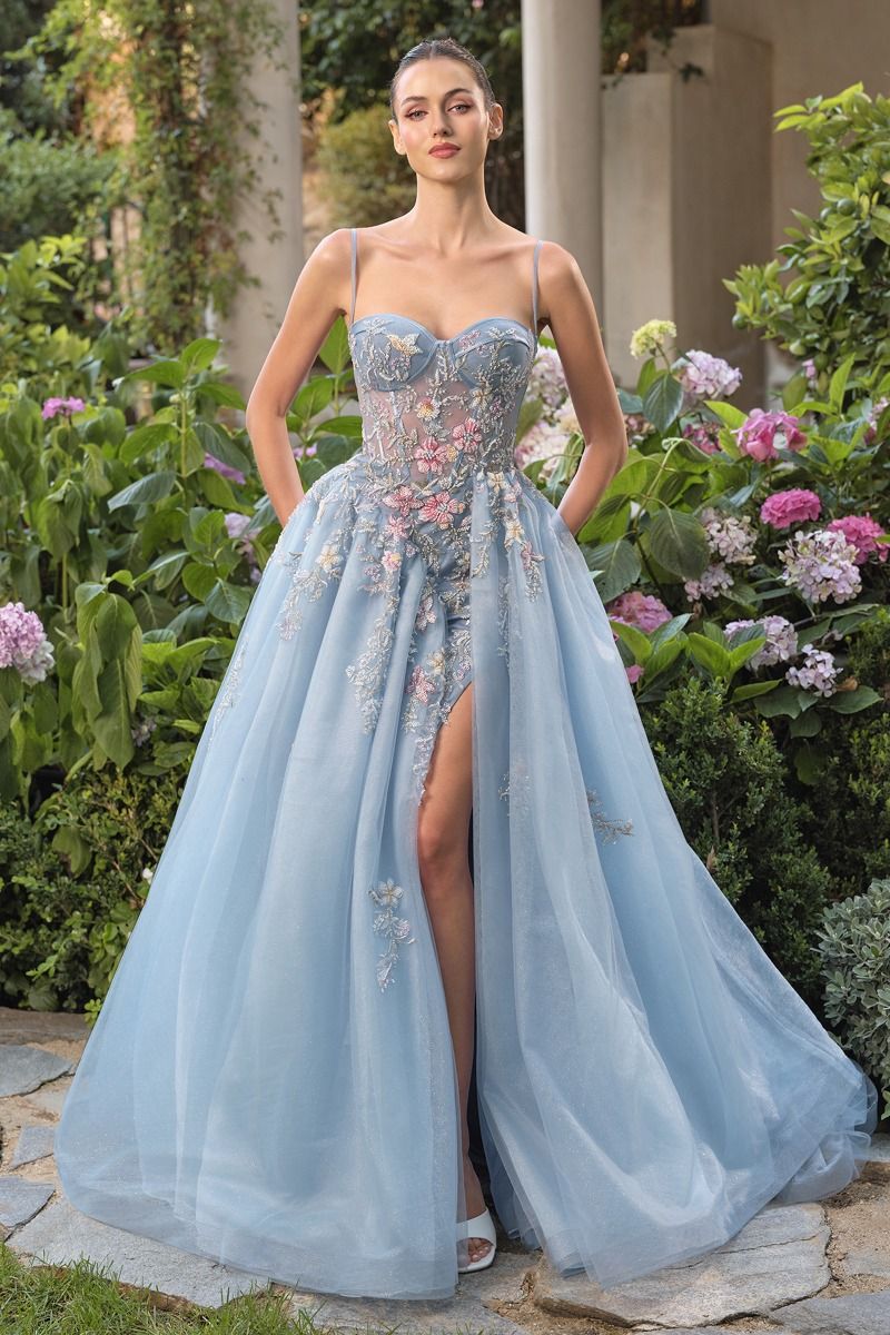 MONET Couture Romantic Tulle & Embroidery Overskirt Gown