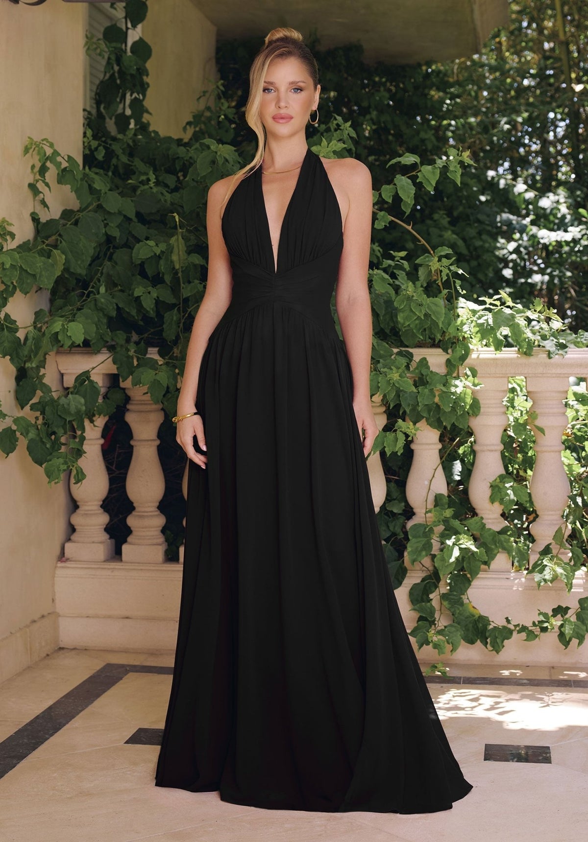 aline black formal dress ALLISON Chiffon Halter A-Line NPU-Marvin-202227-Marvin