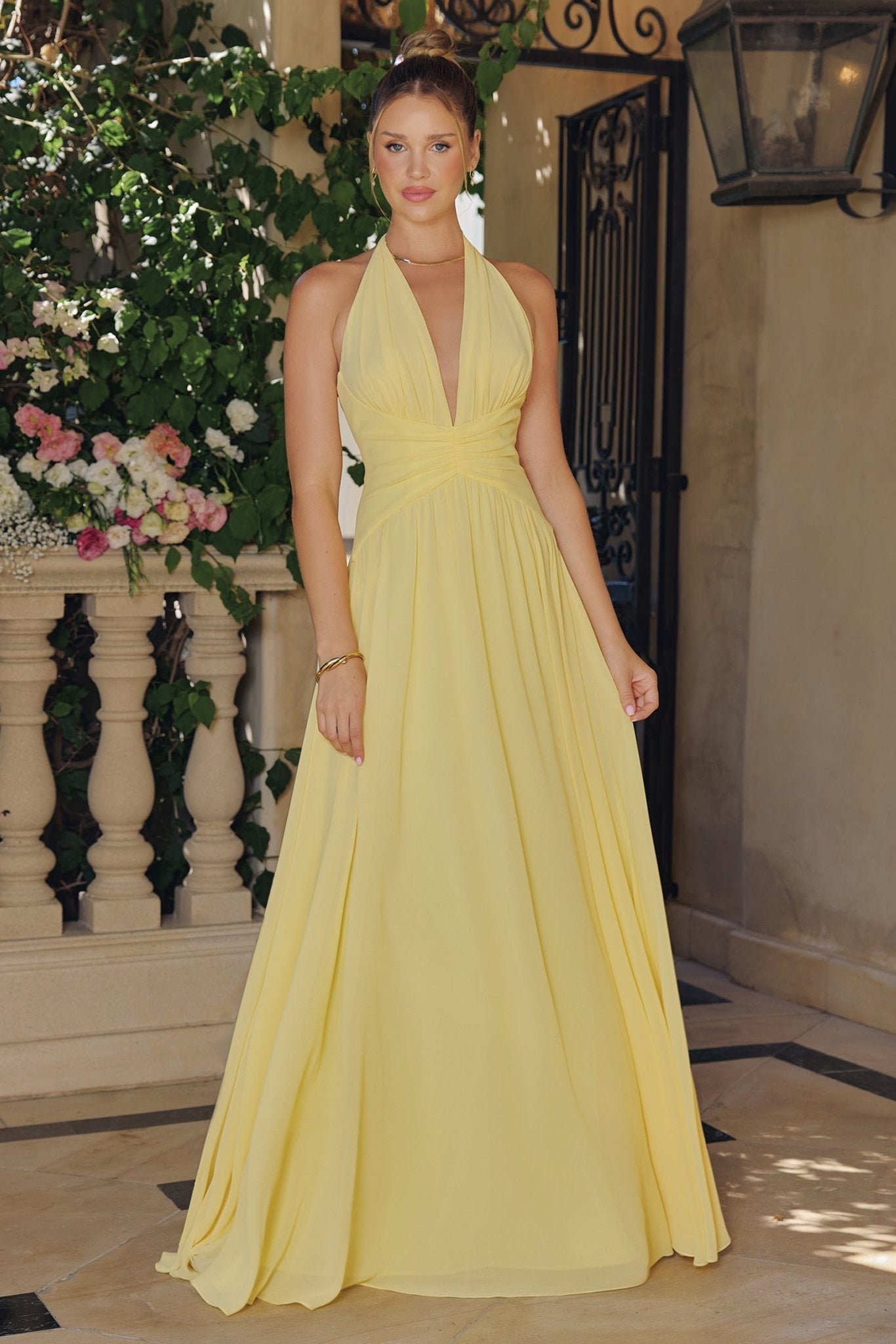 ALLISON Chiffon A - Line Halter Prom & Formal Dress in Australia | One Honey Boutique