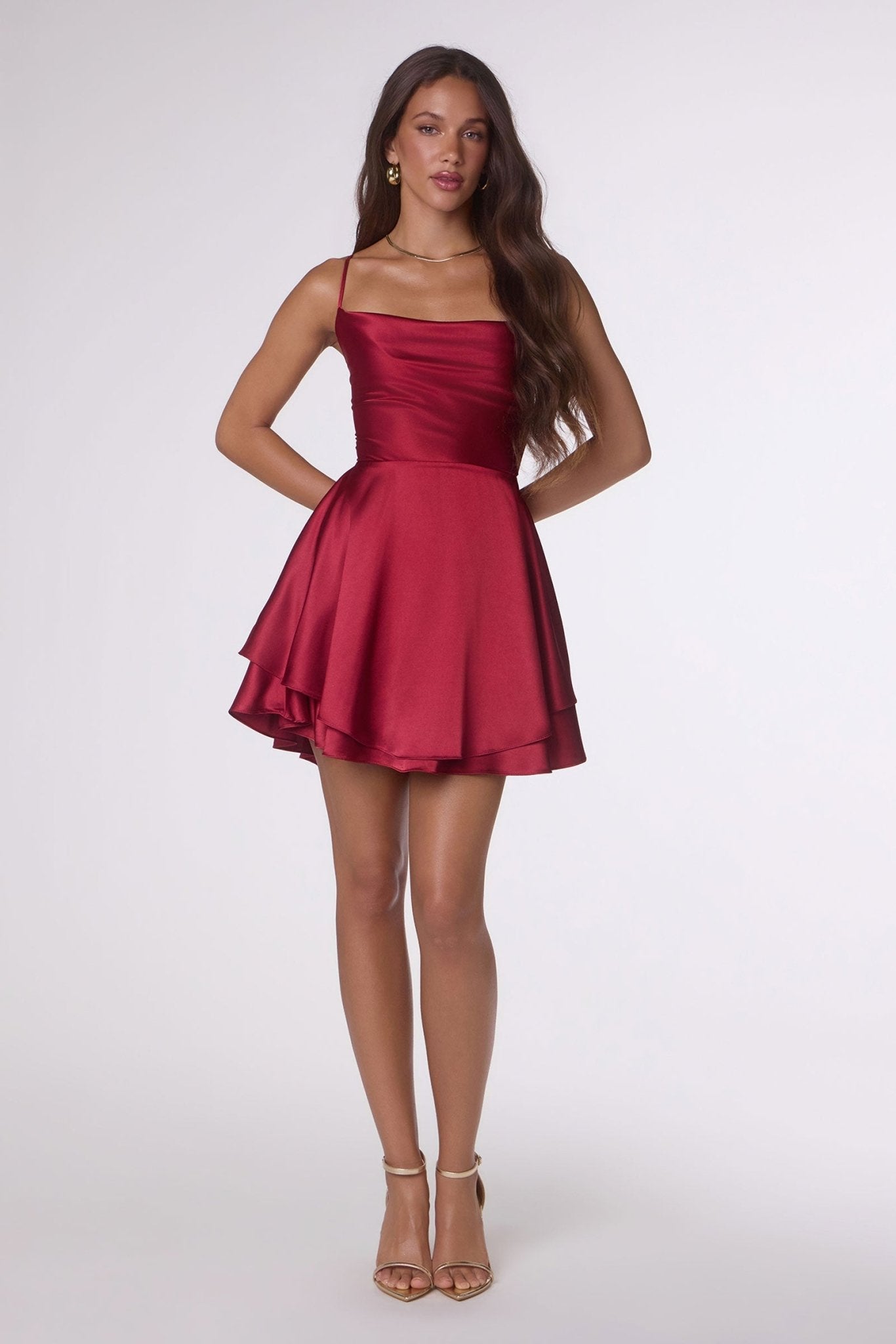 AURORE Satin Lace Up Mini Party Dress in Australia | One Honey Boutique