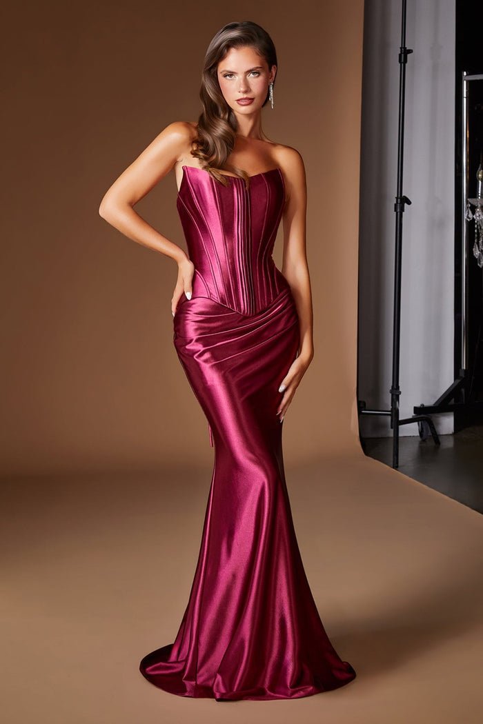 BEVERLY Satin Two-Piece Strapless Corset Formal Gown in Australia | One Honey Boutique