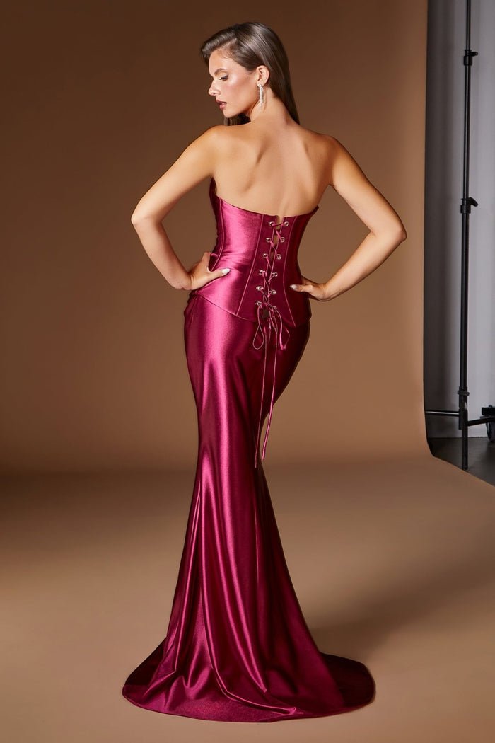 BEVERLY Satin Two-Piece Strapless Corset Formal Gown in Australia | One Honey Boutique