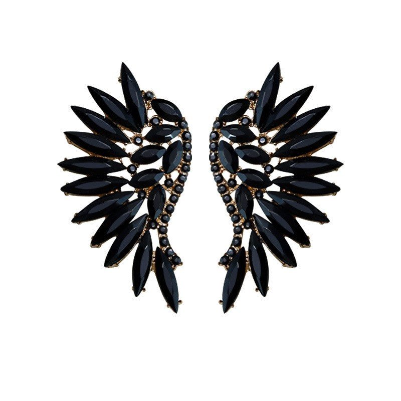 Black Crystal Wing Statement Earrings in Australia | One Honey Boutique
