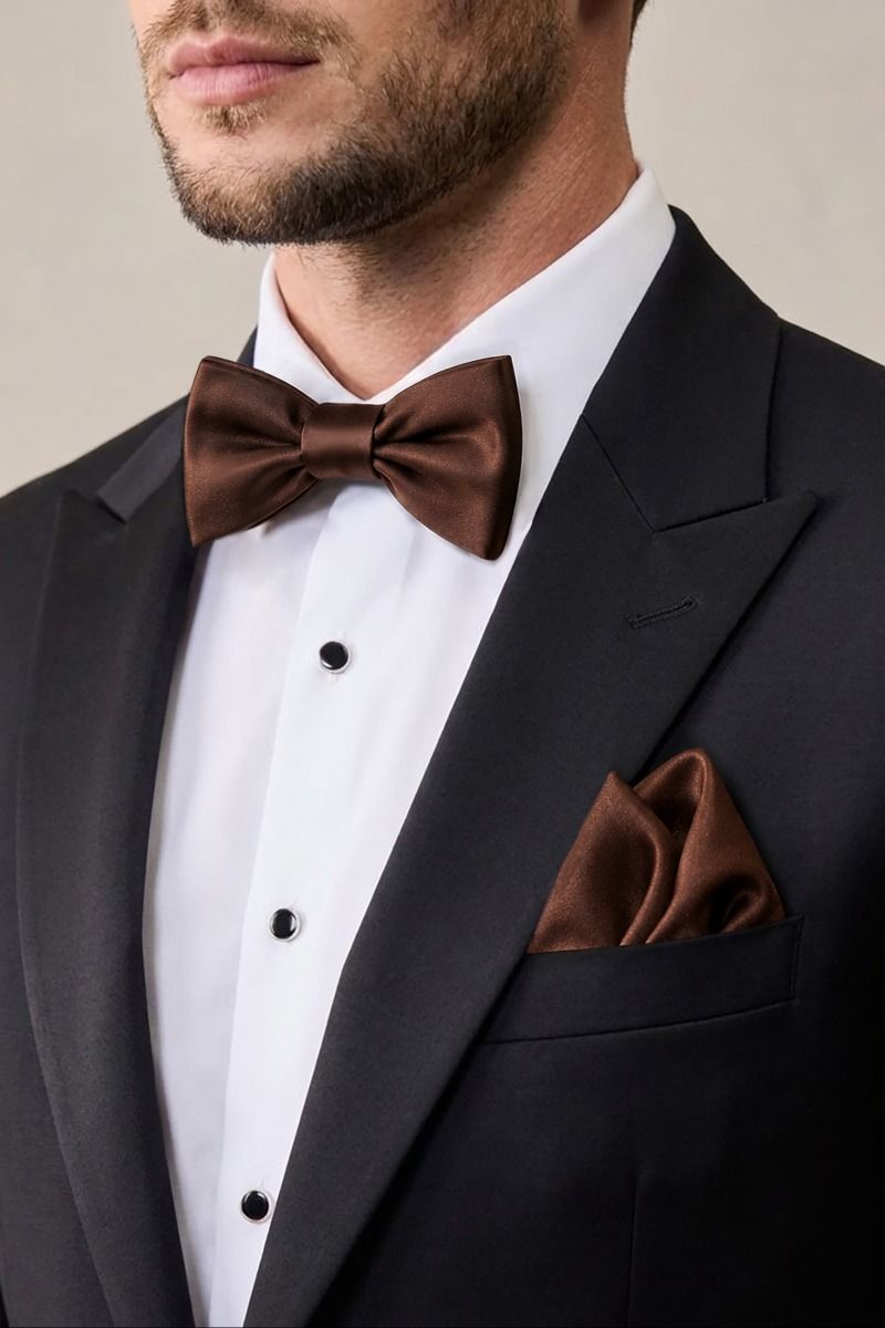 Men's Satin Formal Bow Tie & Pocket Square Set