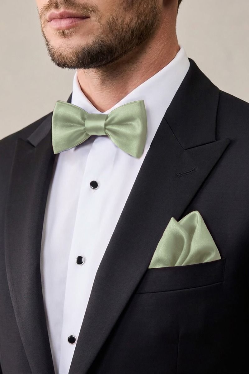 Men's Satin Formal Bow Tie & Pocket Square Set
