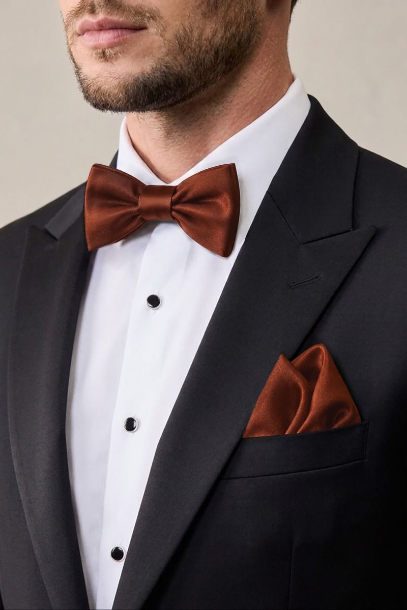 Men's Satin Formal Bow Tie & Pocket Square Set