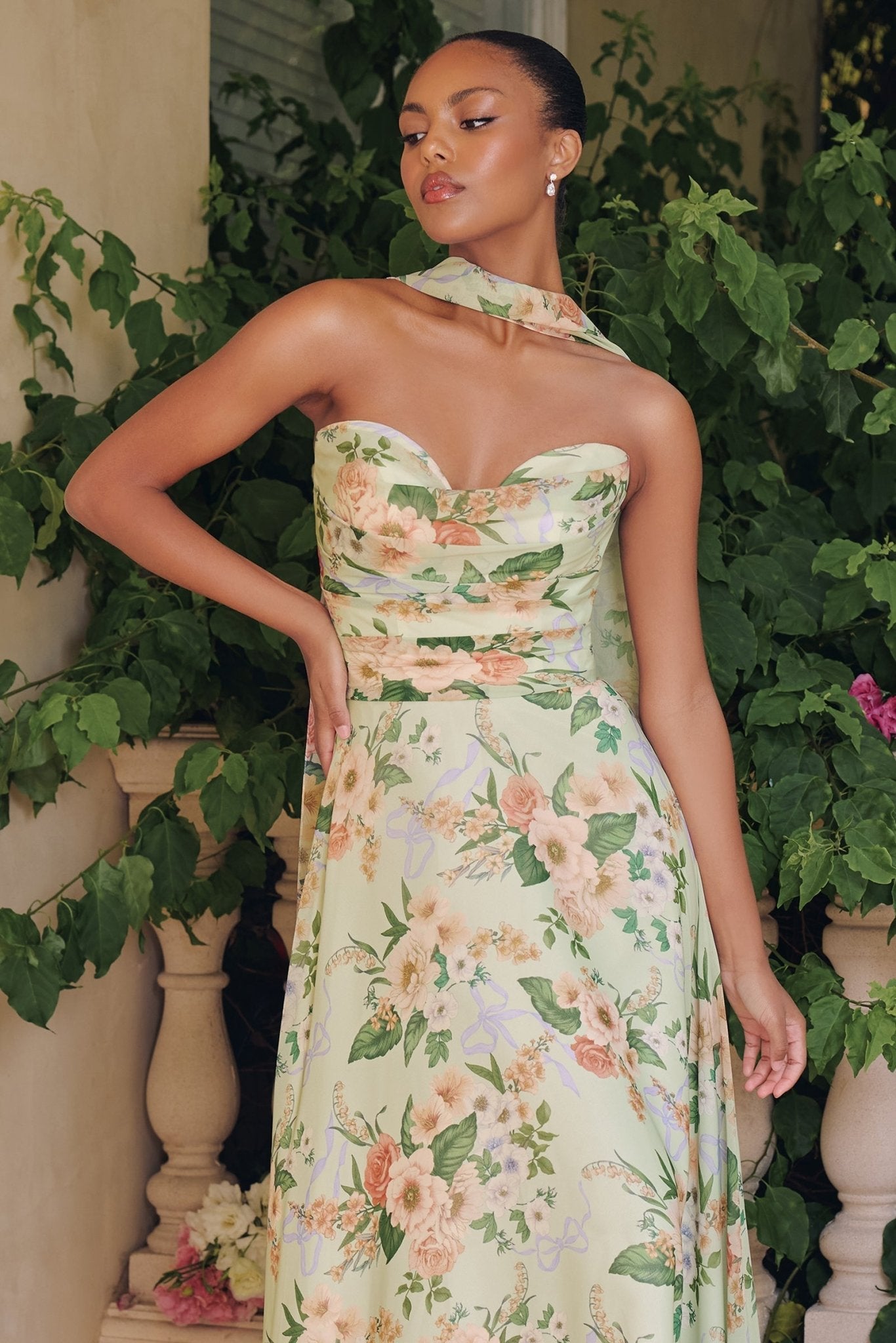 CAMELLIA Lace - Up Chiffon Scarf A - Line Semi Formal & Prom Dress in Australia | One Honey Boutique