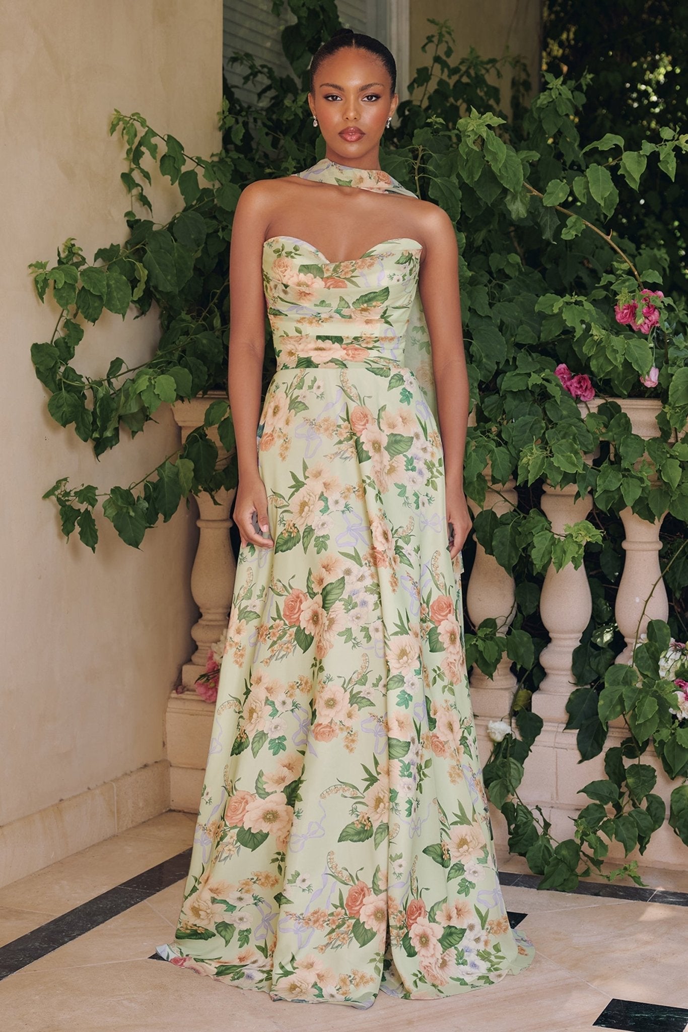 CAMELLIA Lace - Up Chiffon Scarf A - Line Semi Formal & Prom Dress in Australia | One Honey Boutique