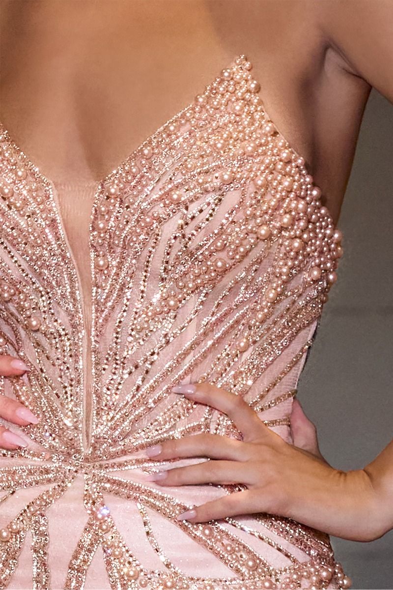 KAŠA Embellished Pearl & Crystal Mermaid Prom & Formal Dress