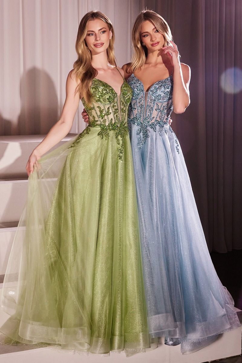 KIARA Embellished Crystal Lace & Tulle Ball Gown Prom Dress Greenery / 16 USA KIARA Embellished Crystal Lace & Tulle Ball Gown Prom Dress Greenery / 16 USA