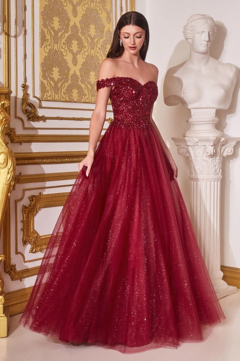 ROSIE Off Shoulder Beaded Tulle Formal Dress