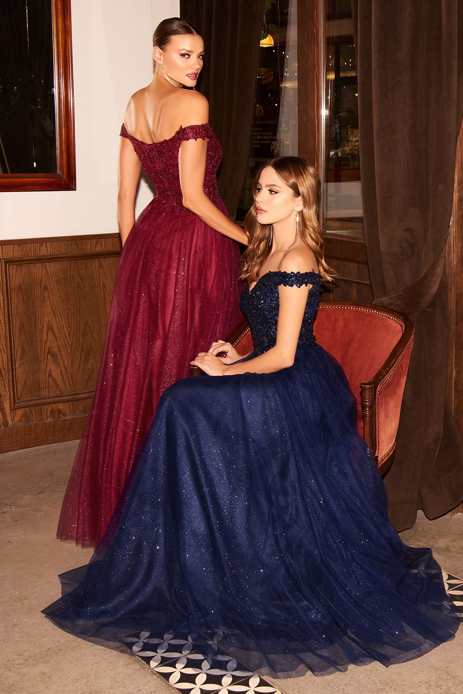 ROSIE Off Shoulder Beaded Tulle Formal Dress
