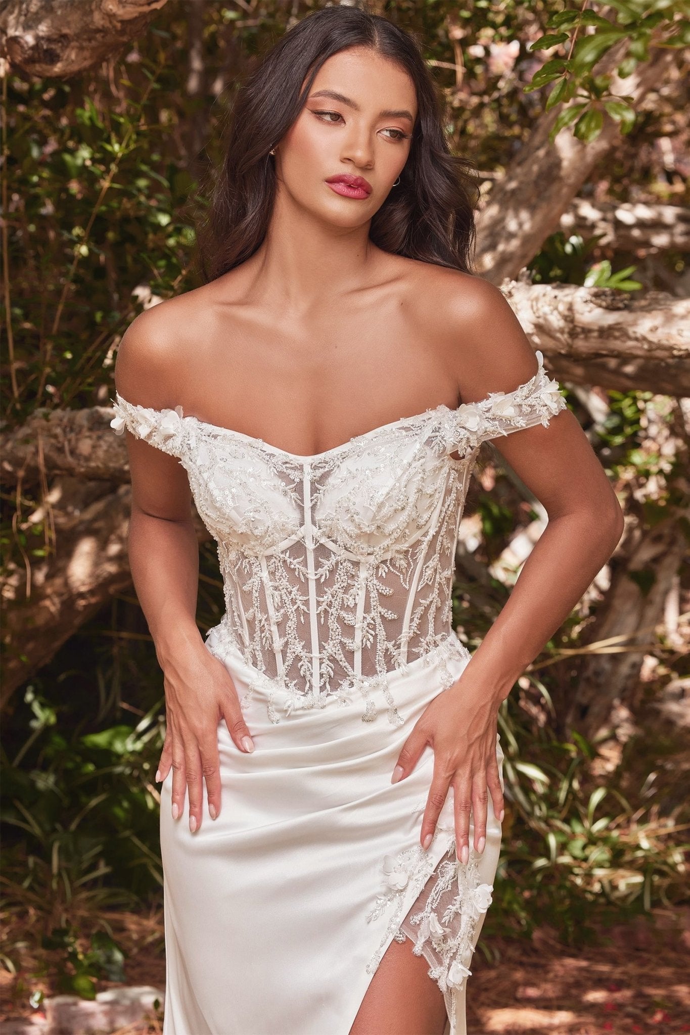THELMA Off White Sequin Bustier Satin Bridal & Wedding Dress in Australia | One Honey Boutique