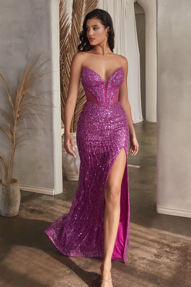 COLETTE Sequin Mesh Waist Bustier Corset Sequin Prom & Formal Evening Dress