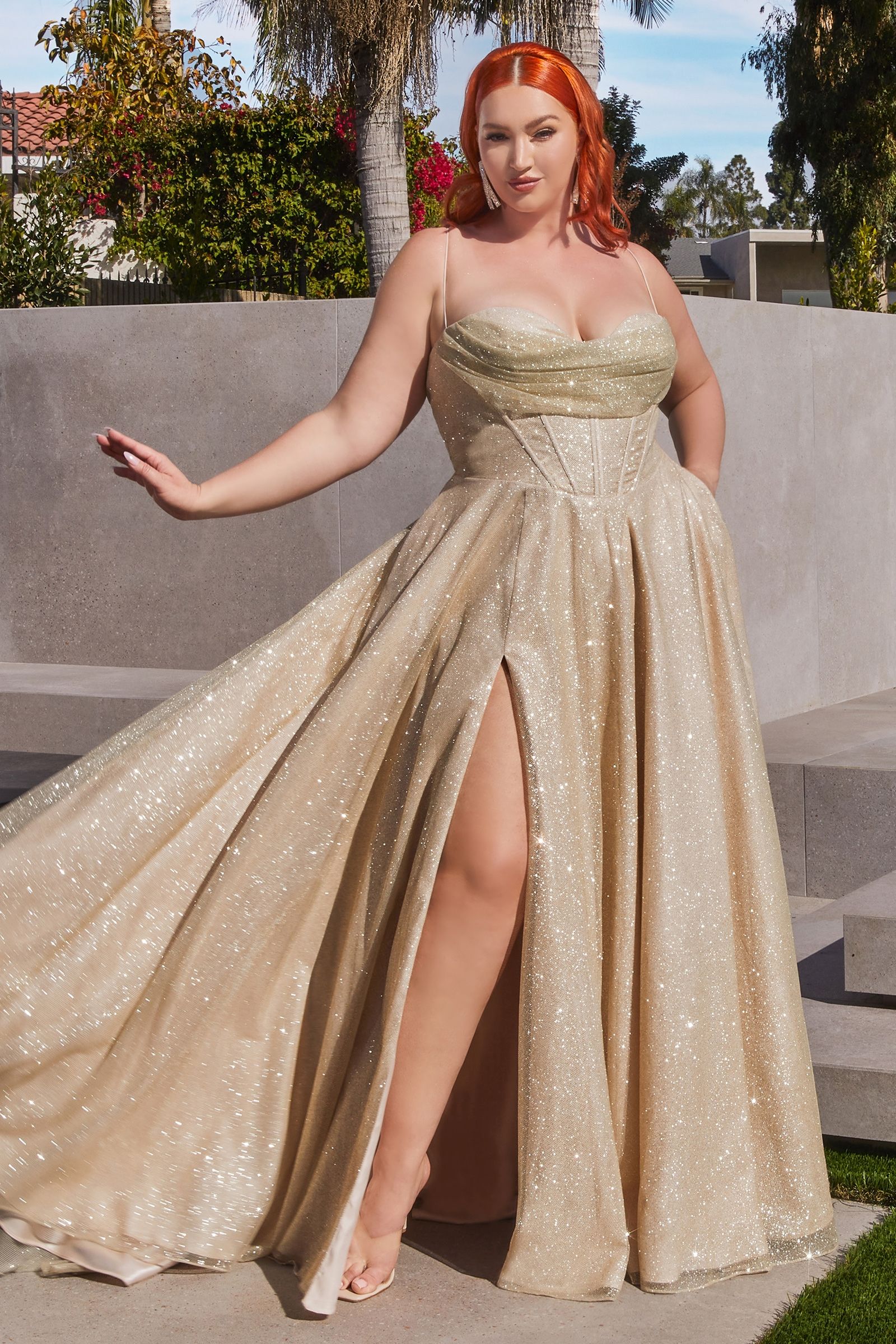 DREYA Curve Corset Glitter Ball Gown School Formal Dress