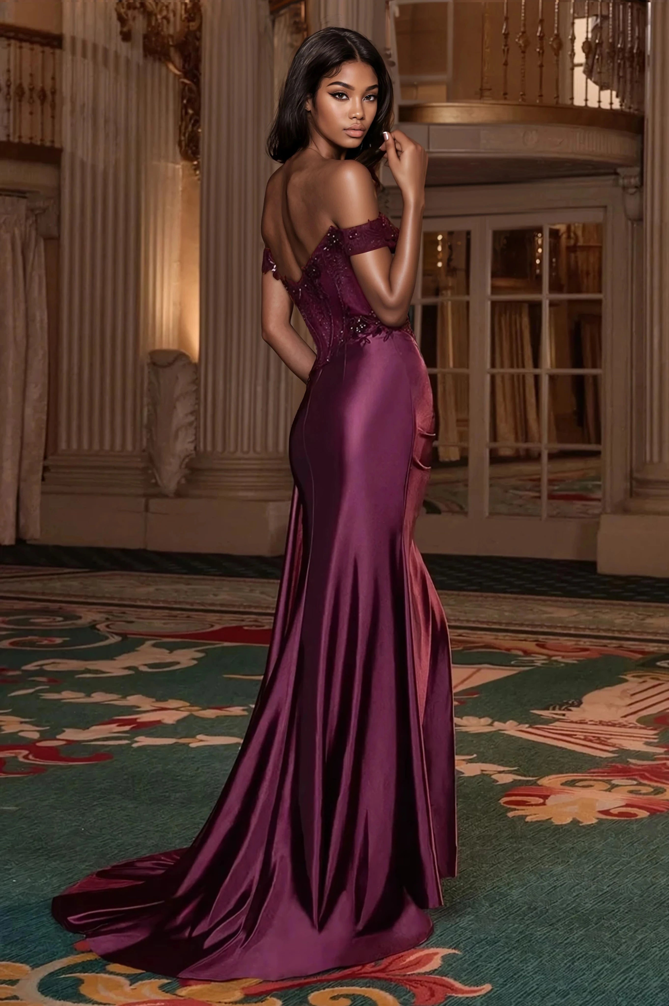 SIREN Silky Lace Bustier Corset Mermaid Formal Prom Dress SIREN Silky Lace Bustier Corset Mermaid Formal Prom Dress