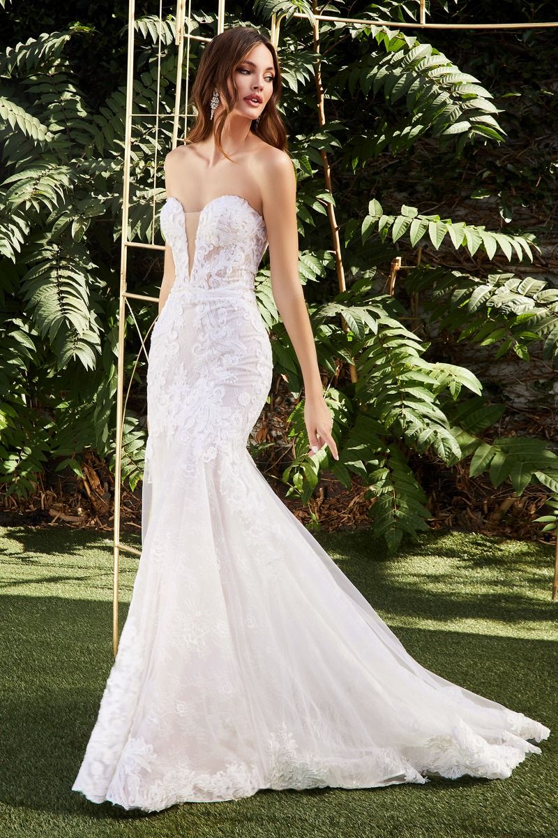 Divinity Bridal DARIA Lace Applique Strapless Corset Bustier Mermaid Wedding Dress