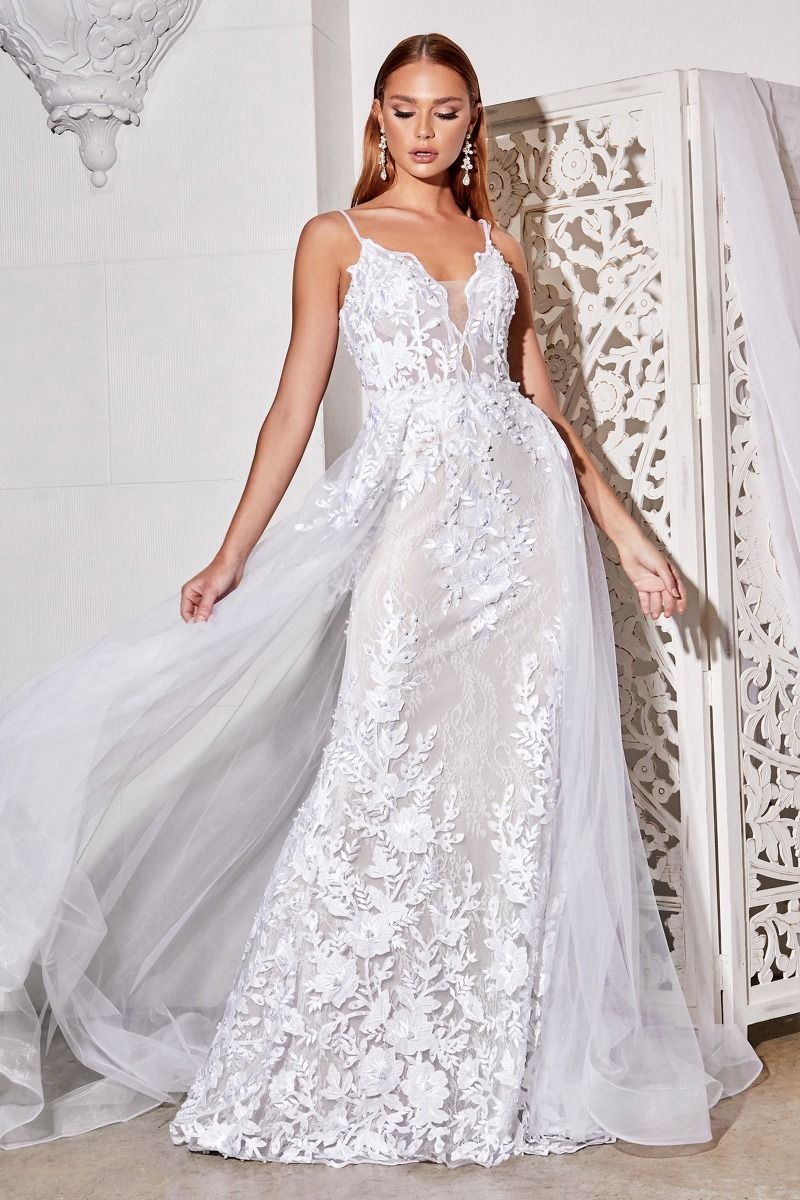 Divinity Bridal LEONORA Lace Applique Tulle Overskirt Mermaid Wedding Dress